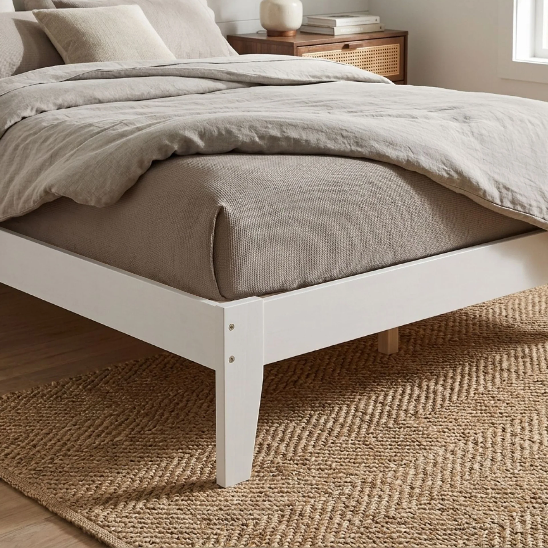 Meri Queen Wooden Bed Frame - White - Image 7