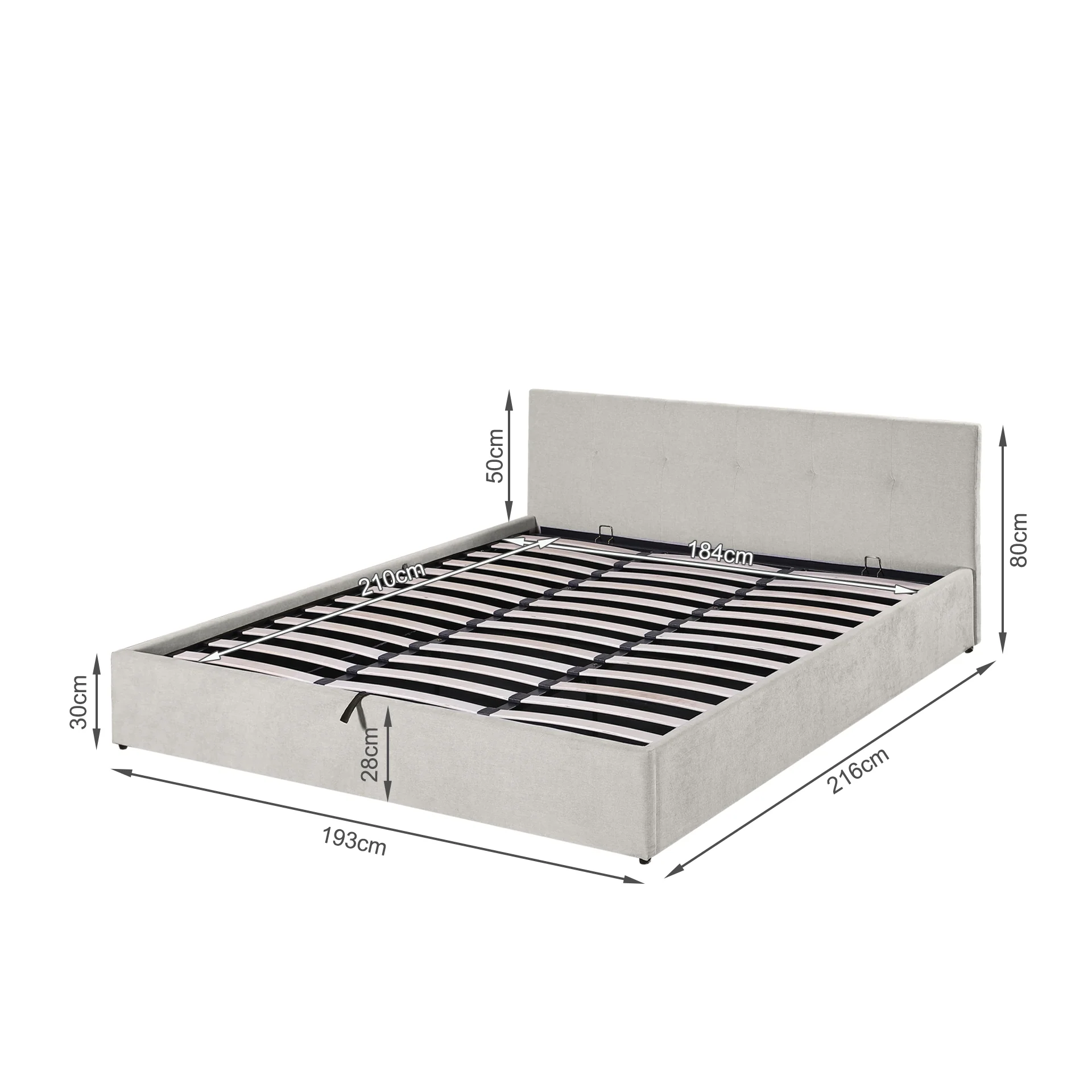 Mero Super King Gas Lift Bed Frame - Linen Beige - Image 15