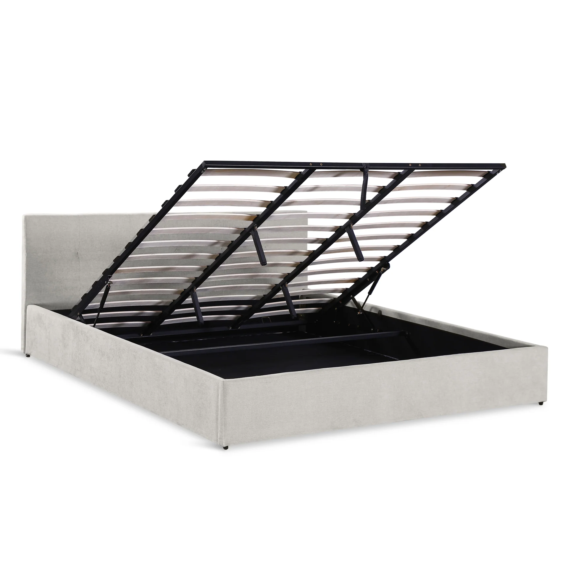 Mero Super King Gas Lift Bed Frame - Linen Beige - Image 9
