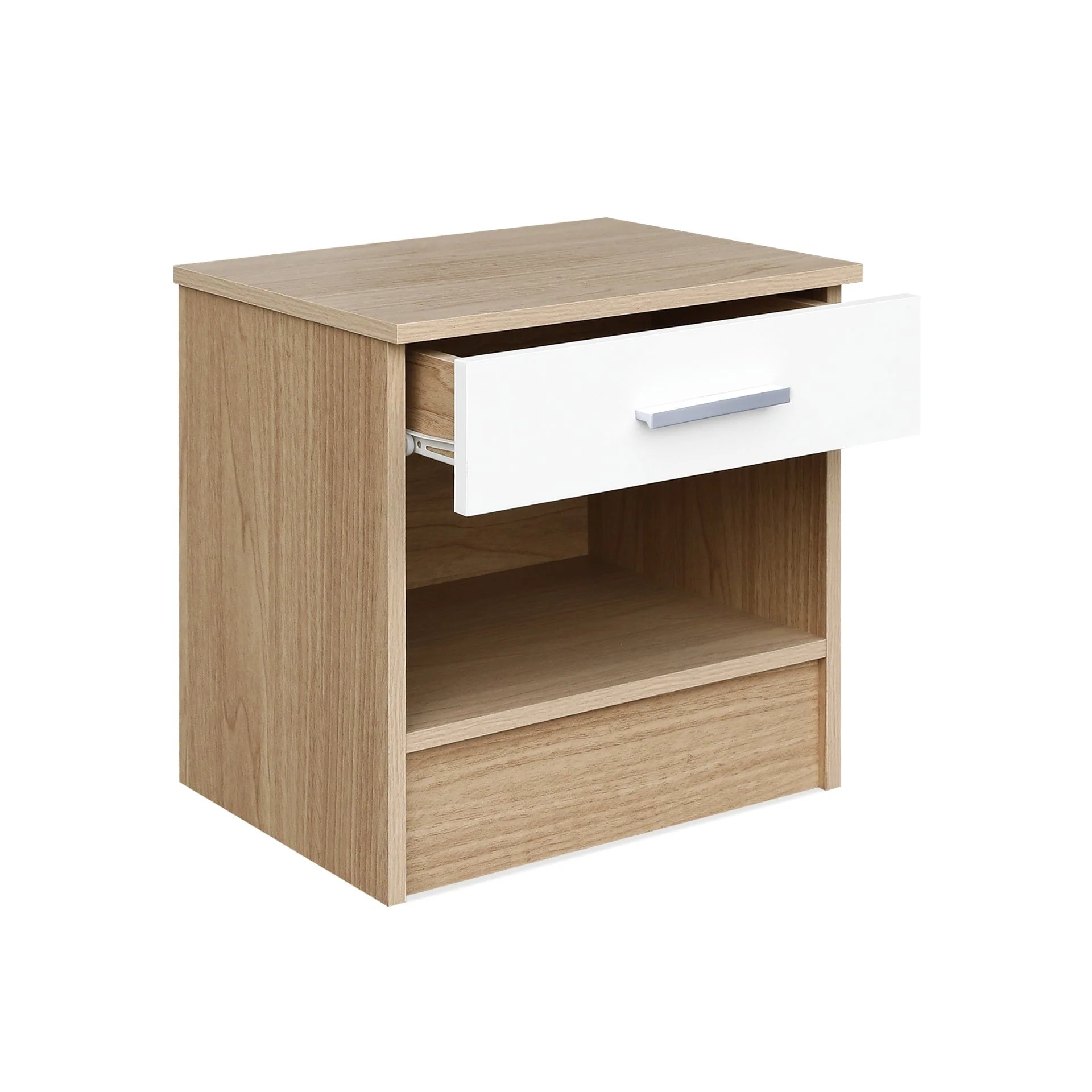 Miller Bedside Table - Light Teak + White - Image 10