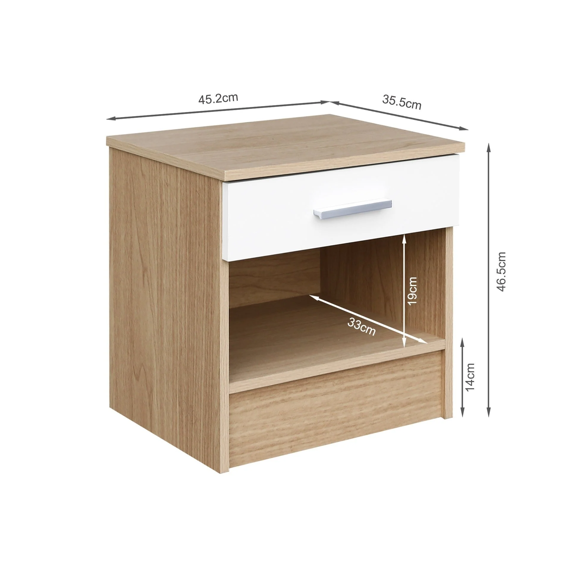 Miller Bedside Table - Light Teak + White - Image 11