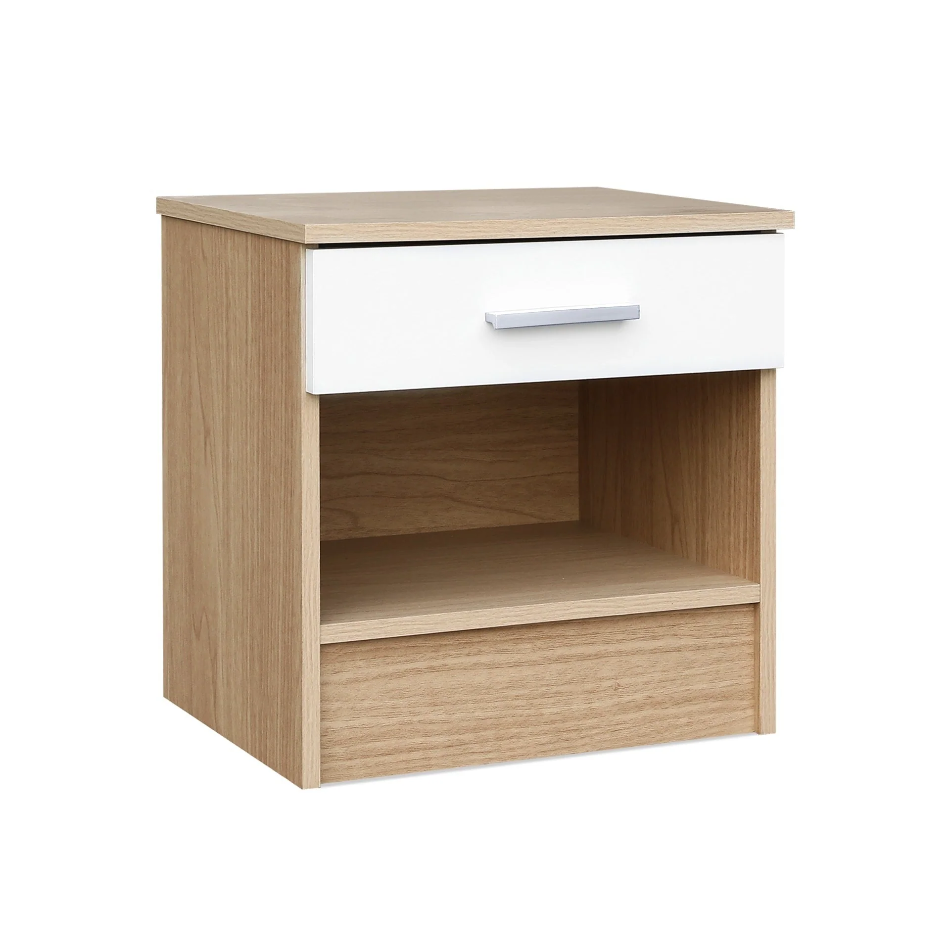 Miller Bedside Table - Light Teak + White - Image 8