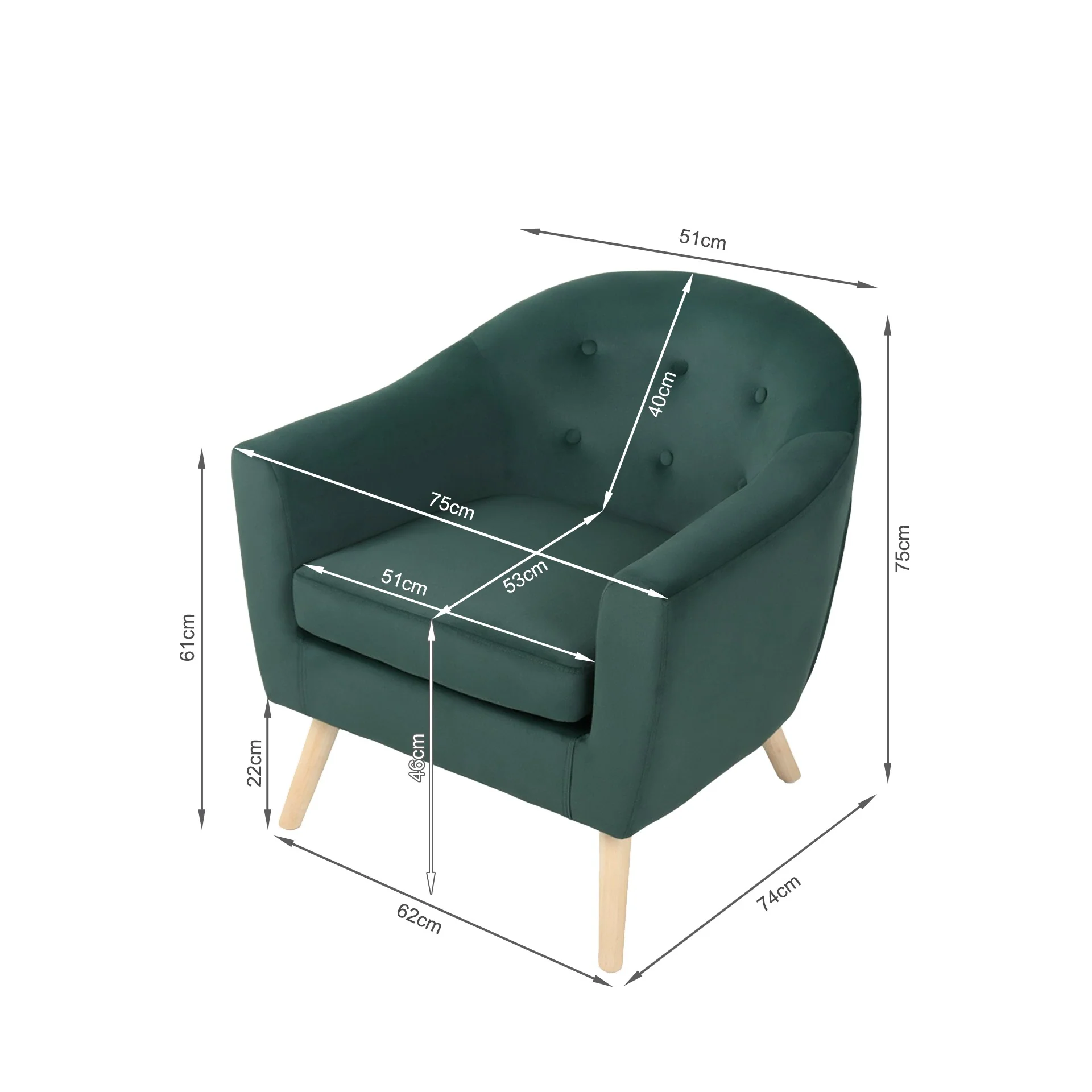 Millo Velvet Armchair - Dark Green - Image 16