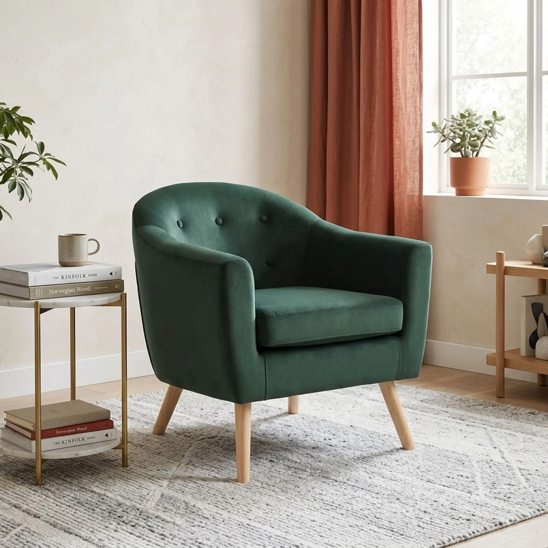 Millo Velvet Armchair - Dark Green - Image 4