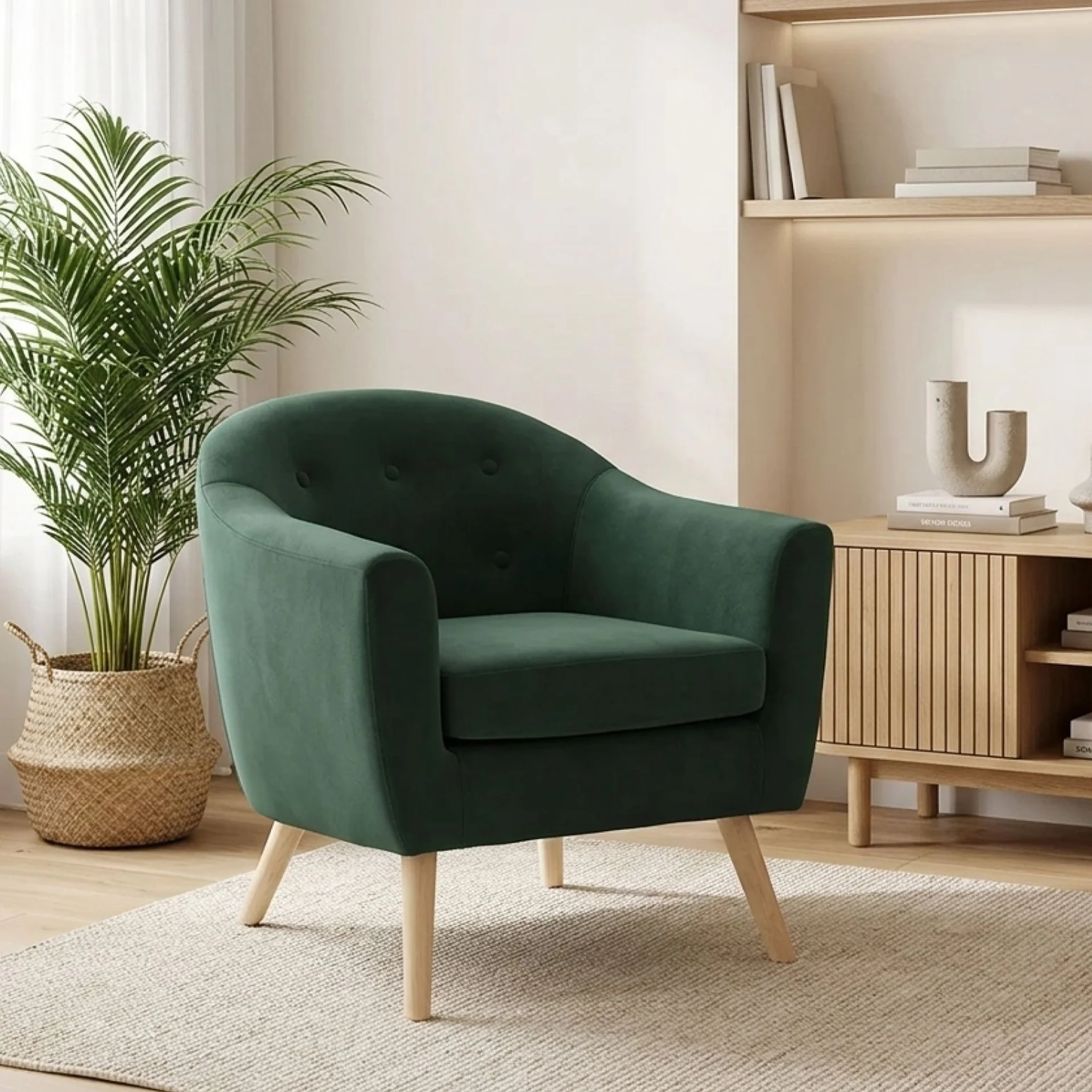 Millo Velvet Armchair - Dark Green - Image 5