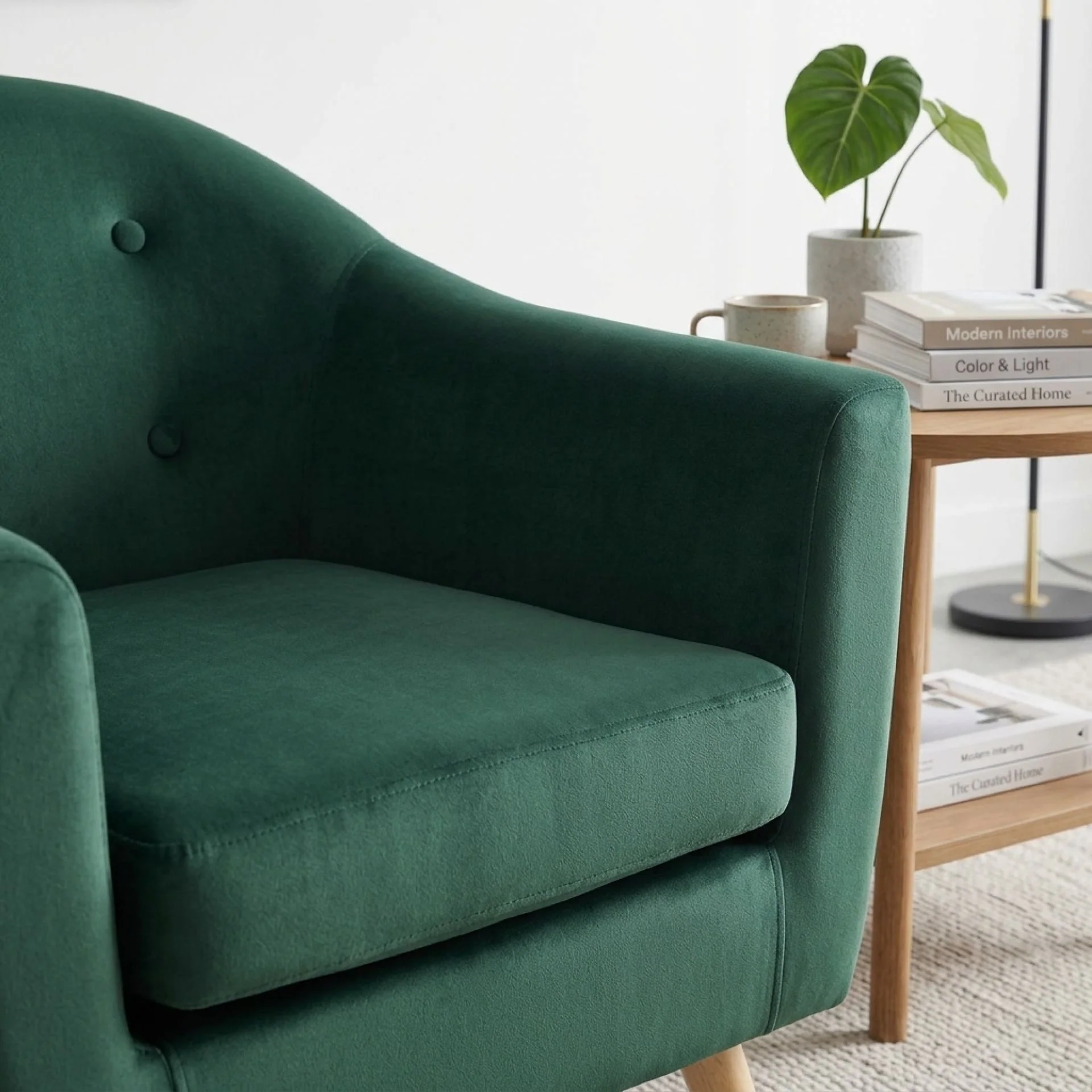 Millo Velvet Armchair - Dark Green - Image 9