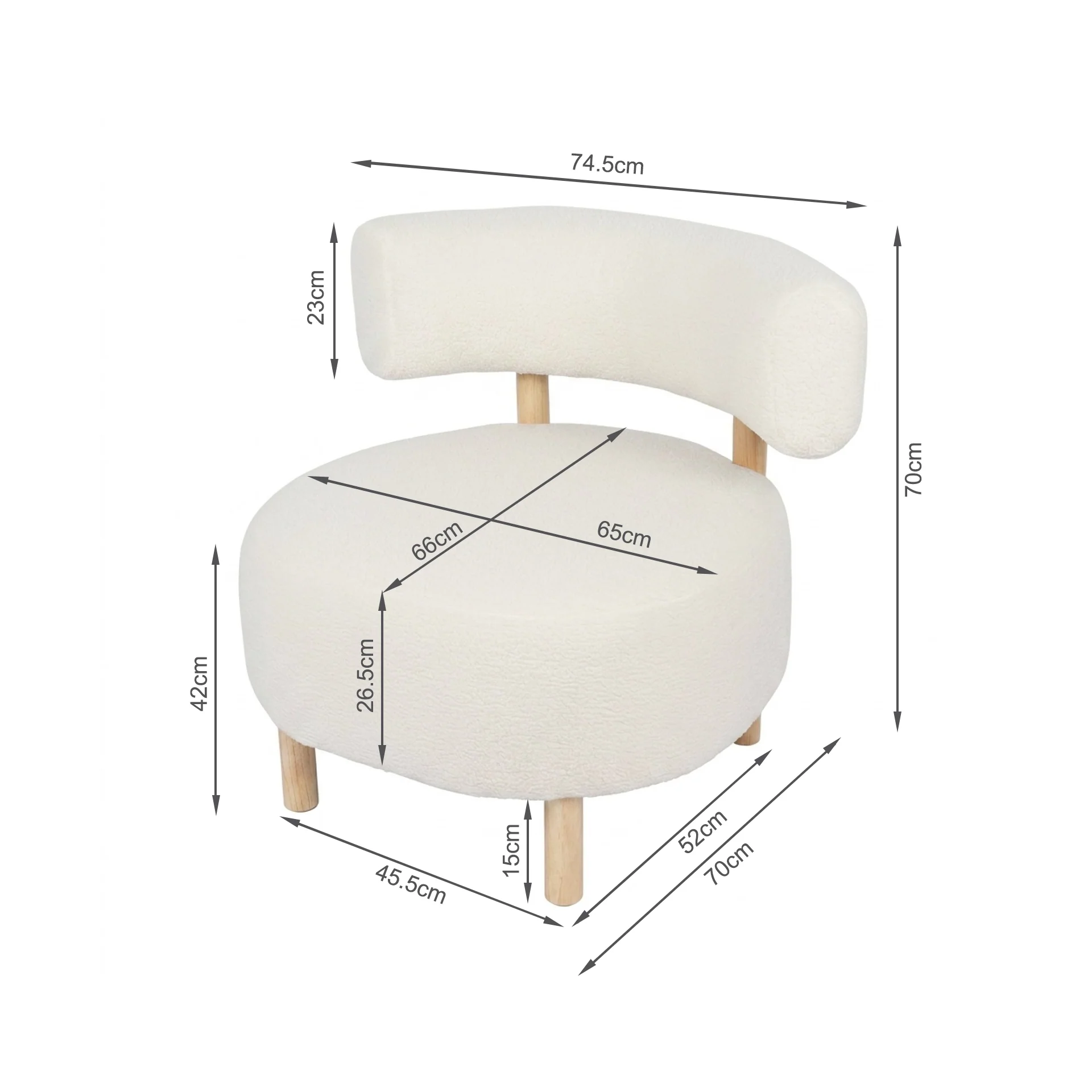 Milo Boucle Armchair - White - Image 13