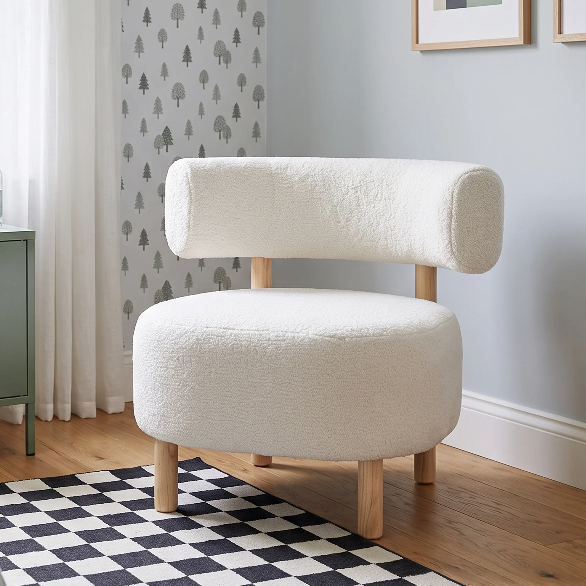 Milo Boucle Armchair - White - Image 3