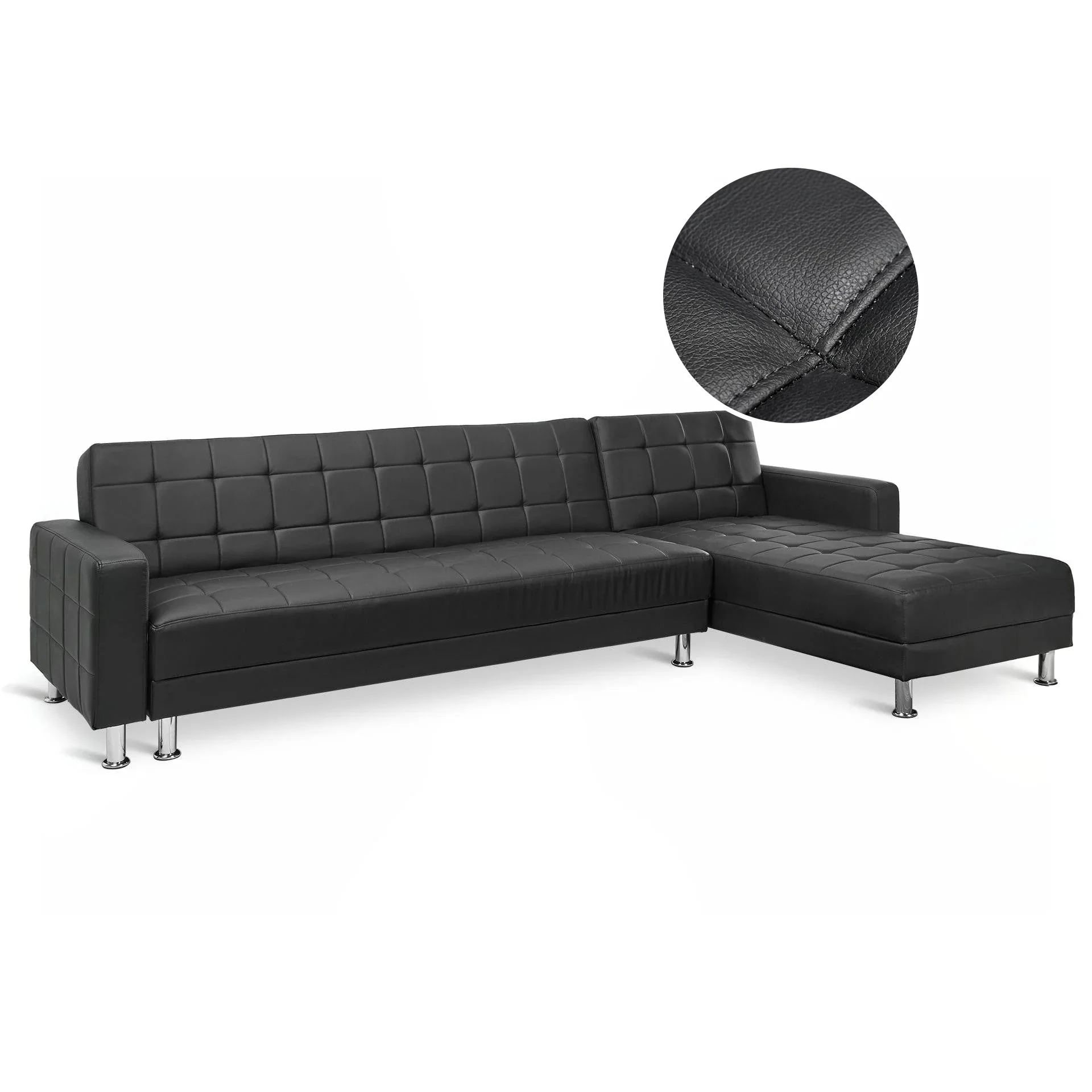 Minnesota Sofa Bed Futon with Chaise - Black - Image 8