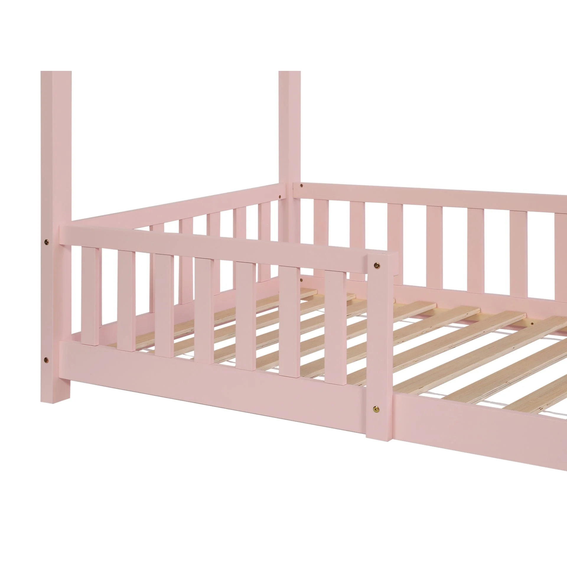 Minto Single Wooden House Bed Frame - Pink - Image 11