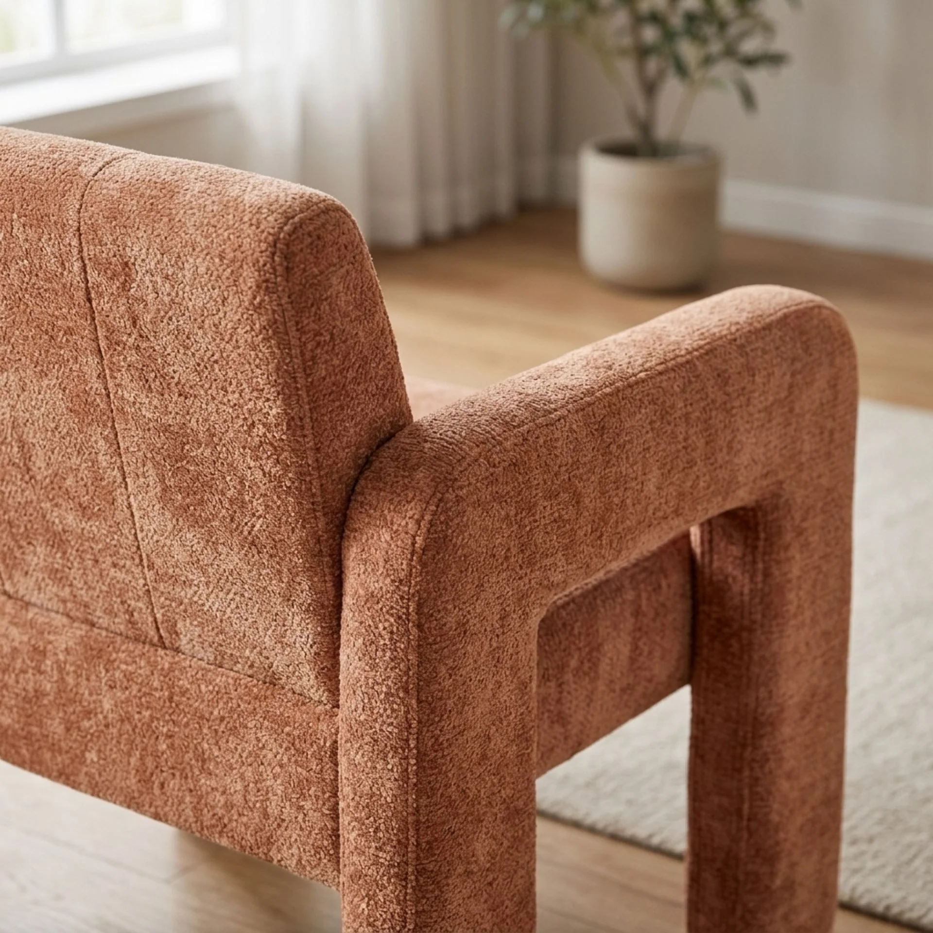 Mocha Chenille Armchair - Warm Clay - Image 7