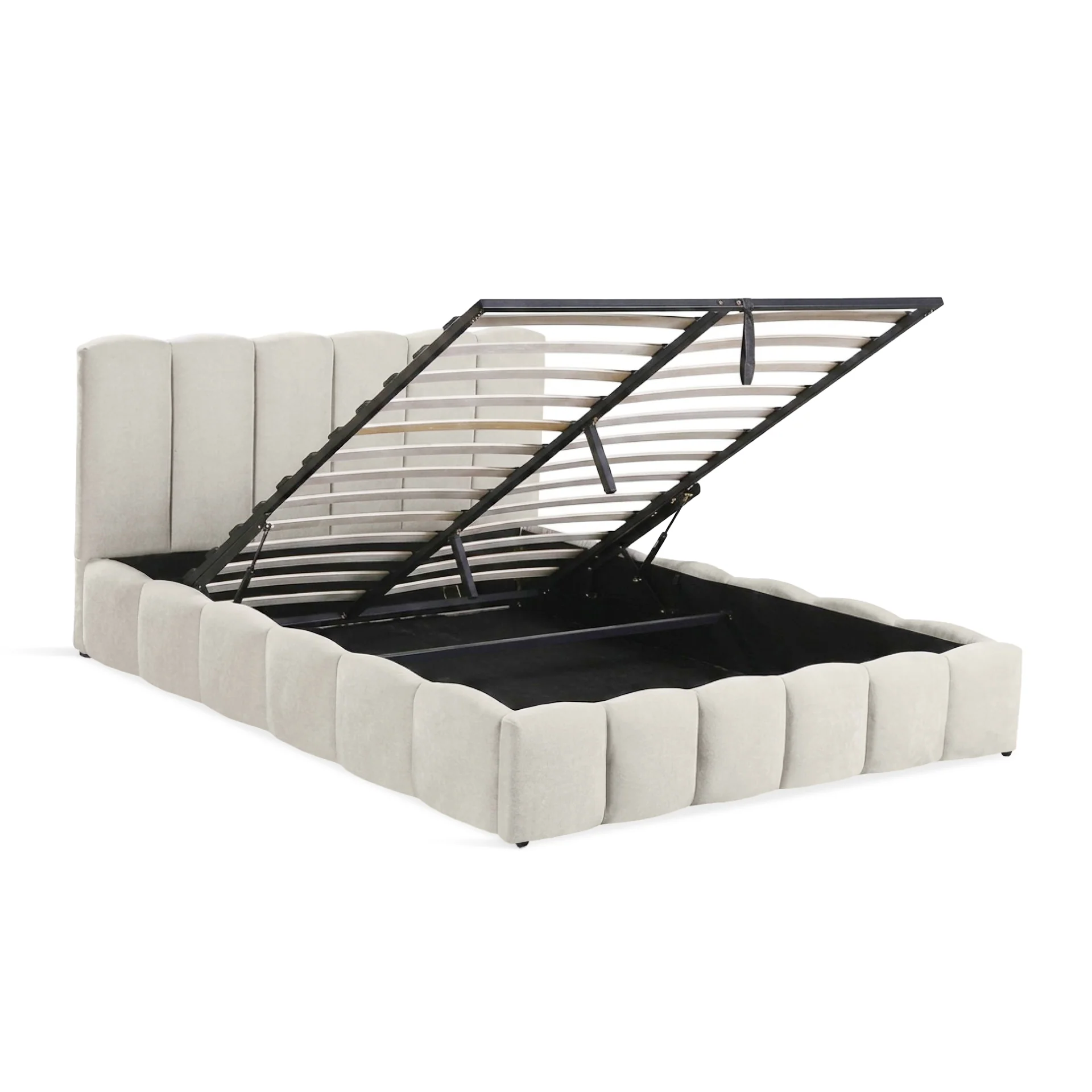 Modu Queen Gas Lift Bed Frame - Beige - Image 11