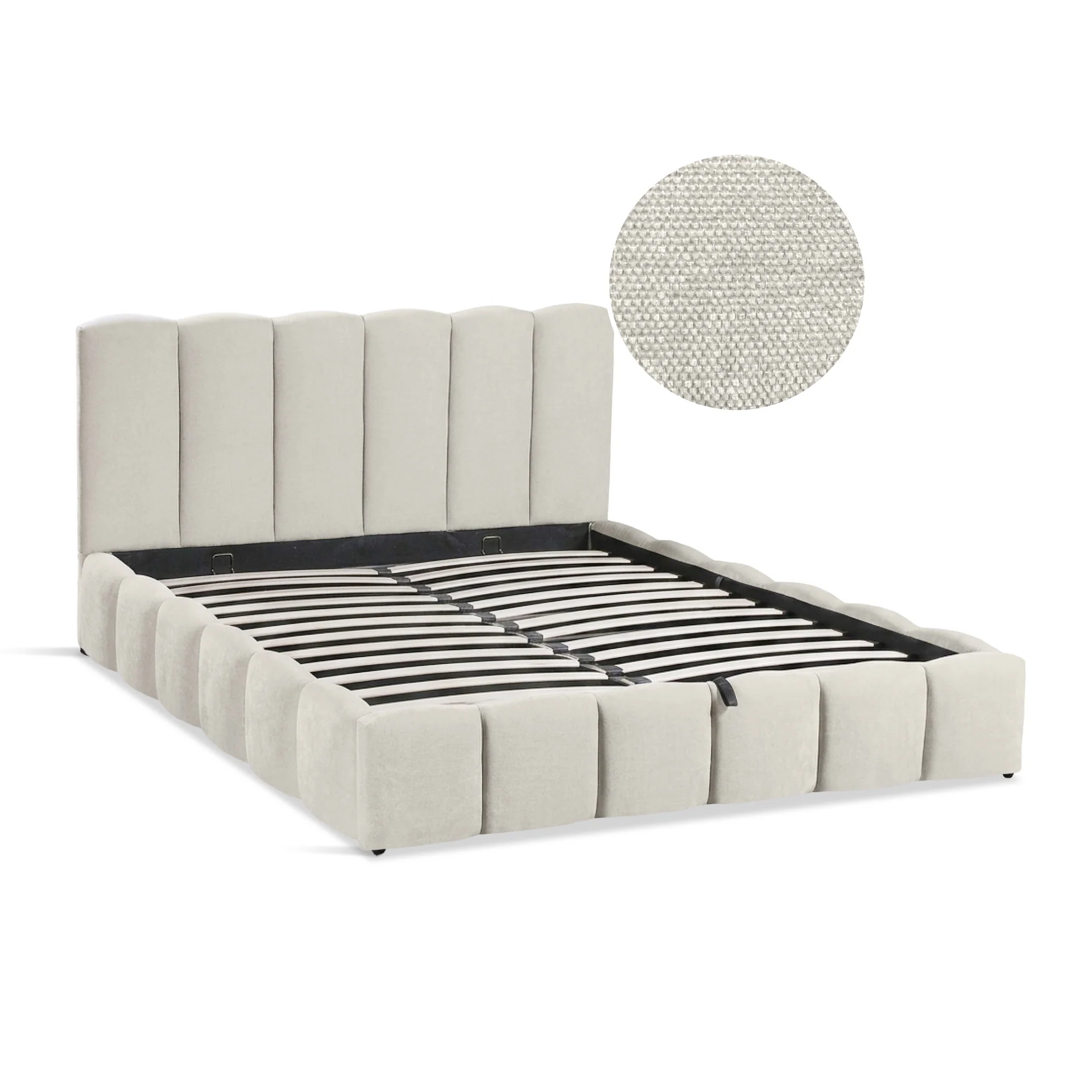 Modu Queen Gas Lift Bed Frame - Beige - Image 16
