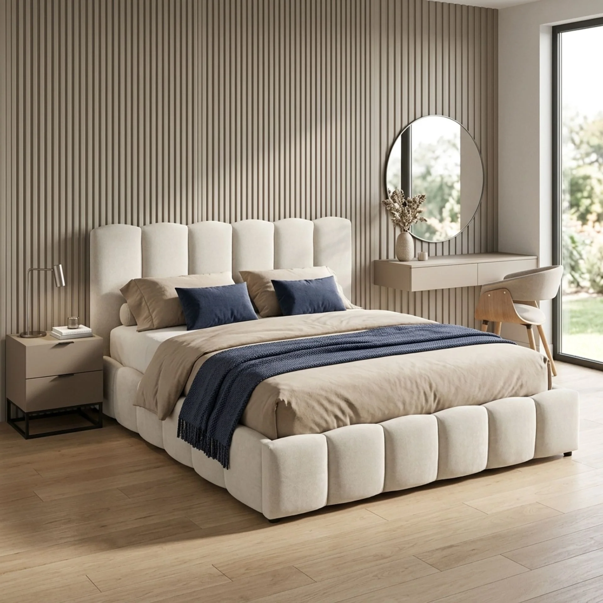 Modu Queen Gas Lift Bed Frame - Beige - Image 5