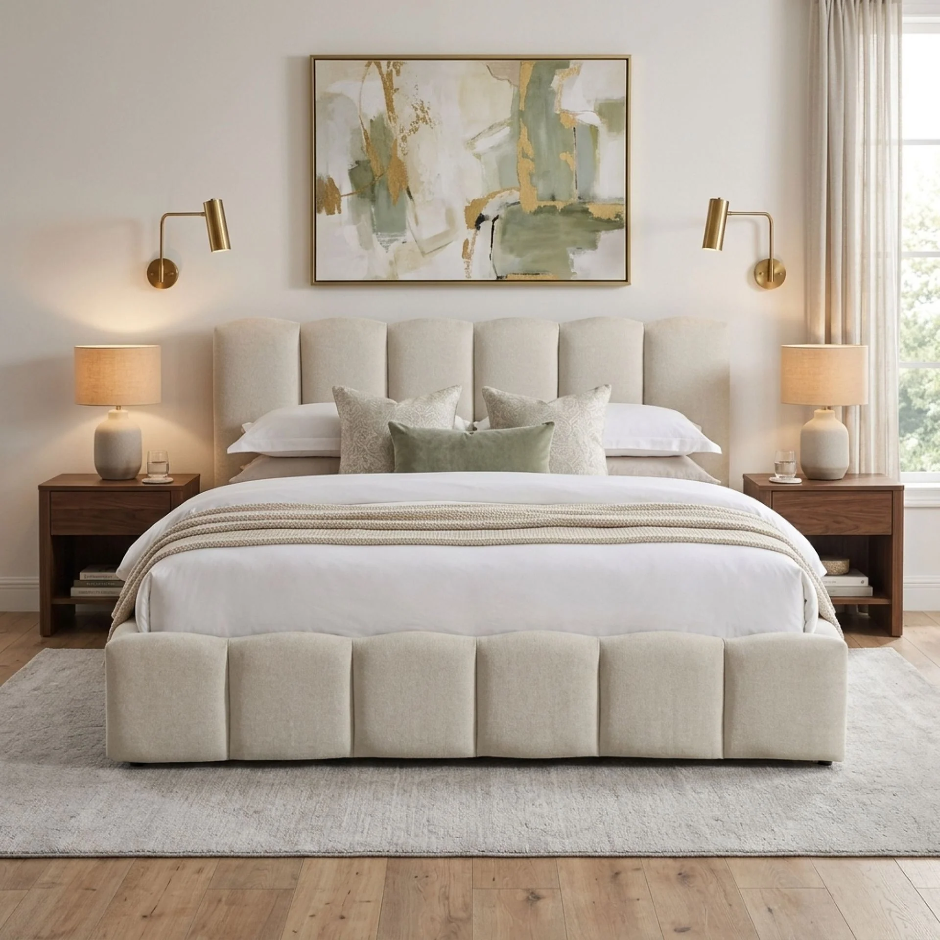 Modu Queen Gas Lift Bed Frame - Beige - Image 7