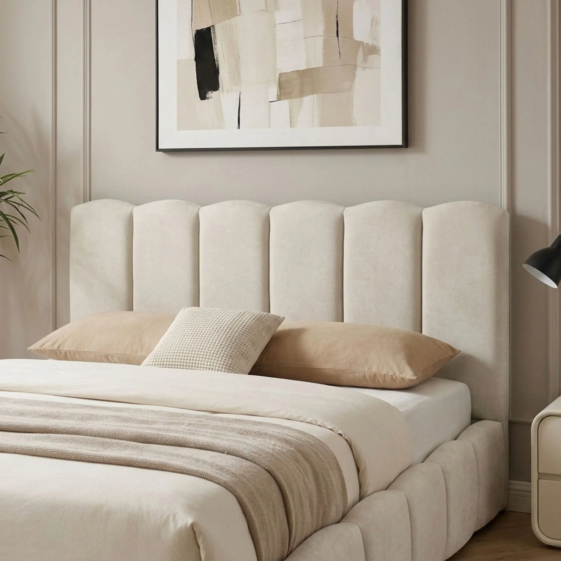 Modu Queen Gas Lift Bed Frame - Beige - Image 8