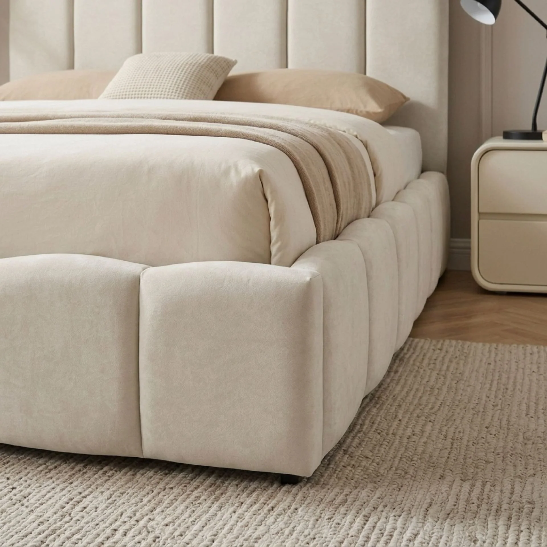 Modu Queen Gas Lift Bed Frame - Beige - Image 9