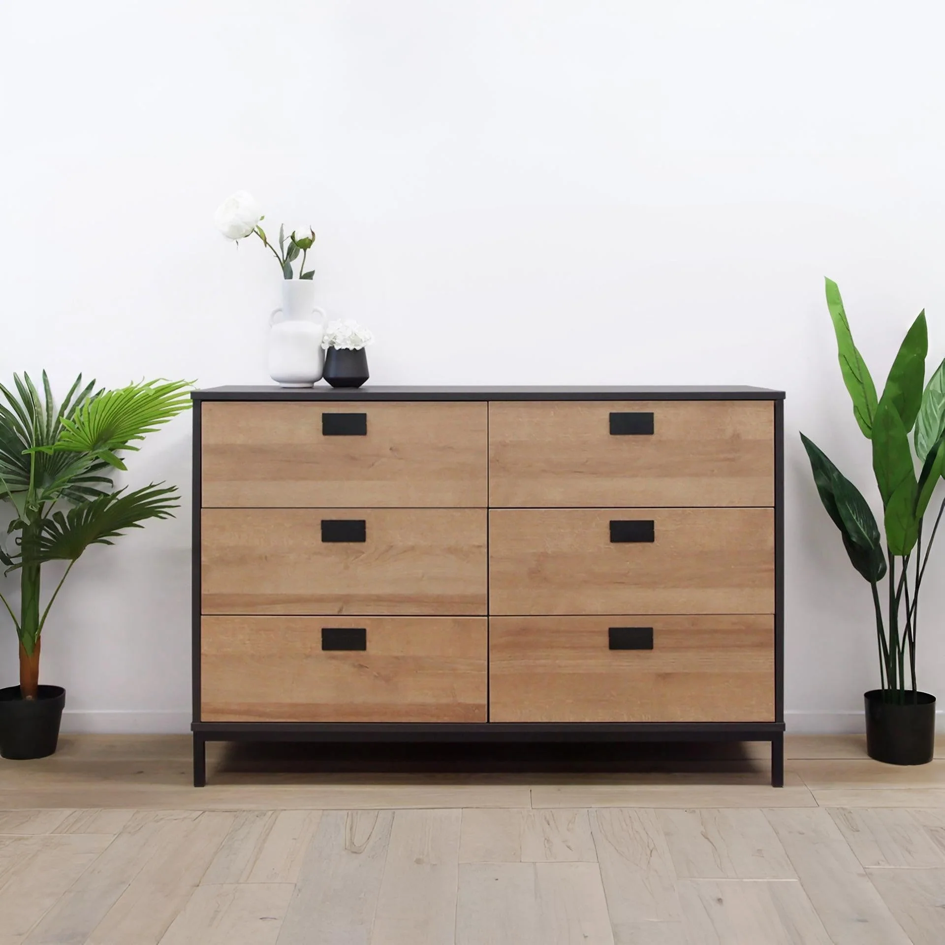Morris Wooden Low Boy 6 Drawers - Oak - Image 6