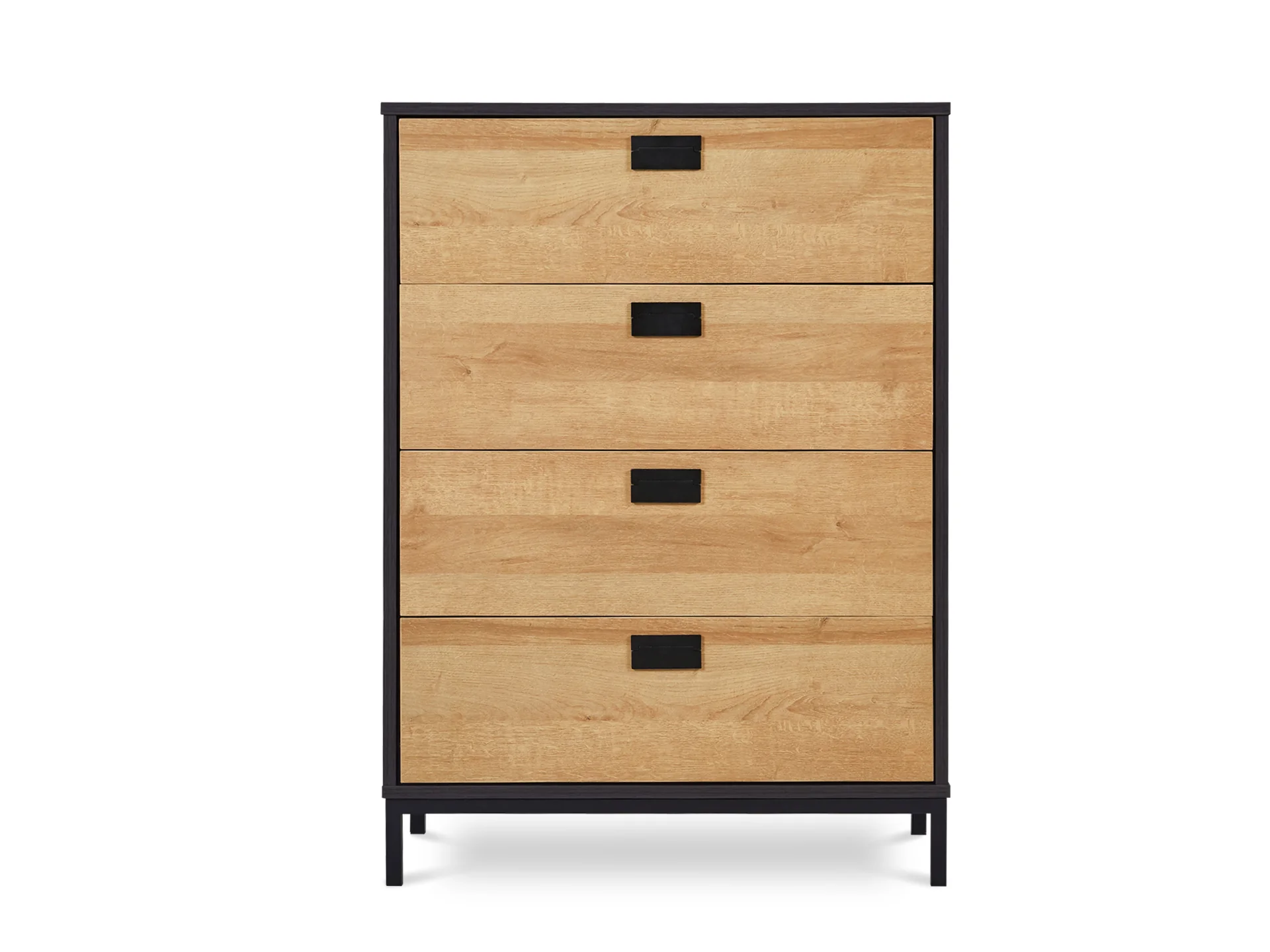 MORRIS Wooden Tallboy 4 Drawers - OAK - Image 5