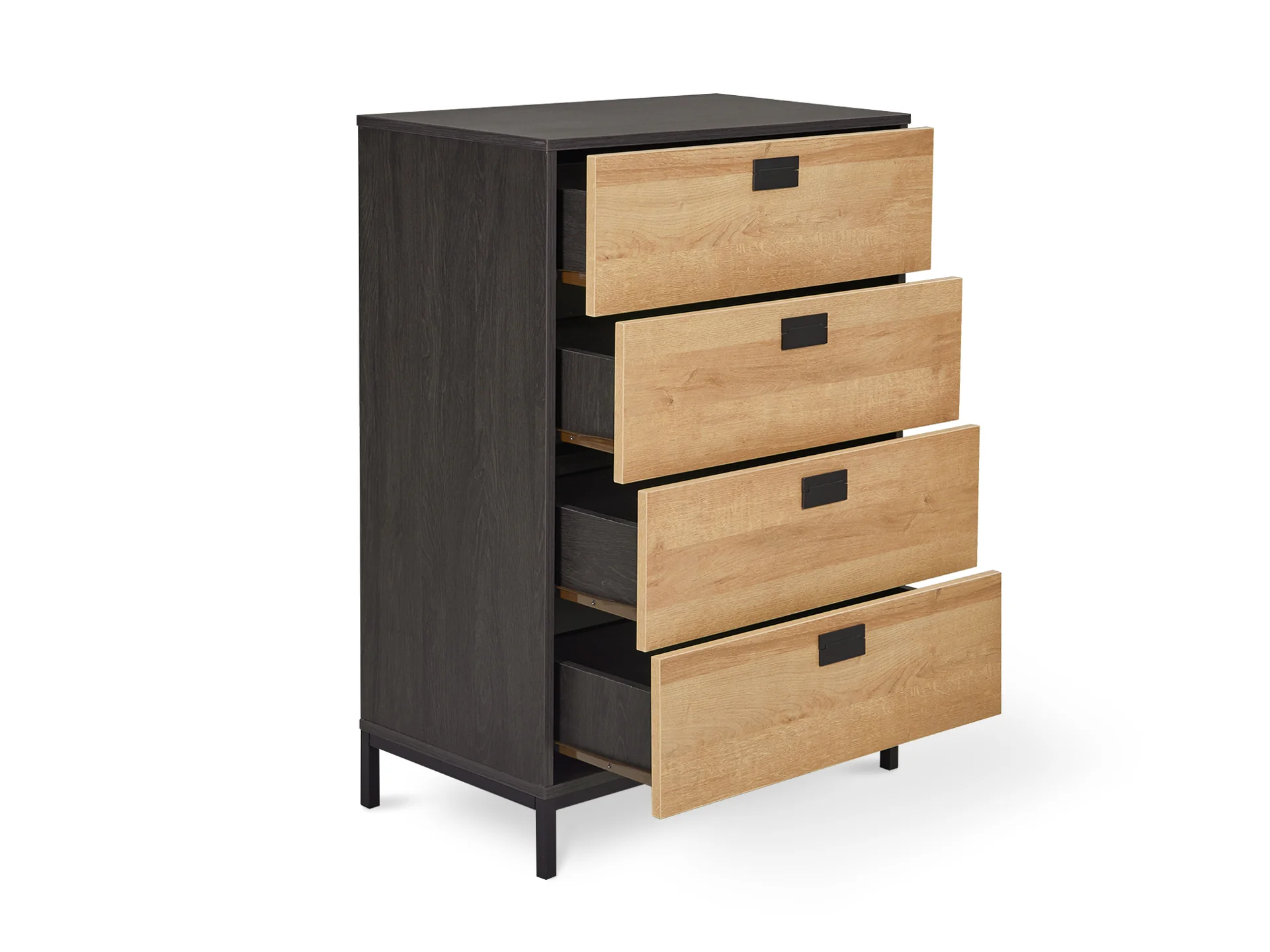 MORRIS Wooden Tallboy 4 Drawers - OAK - Image 6