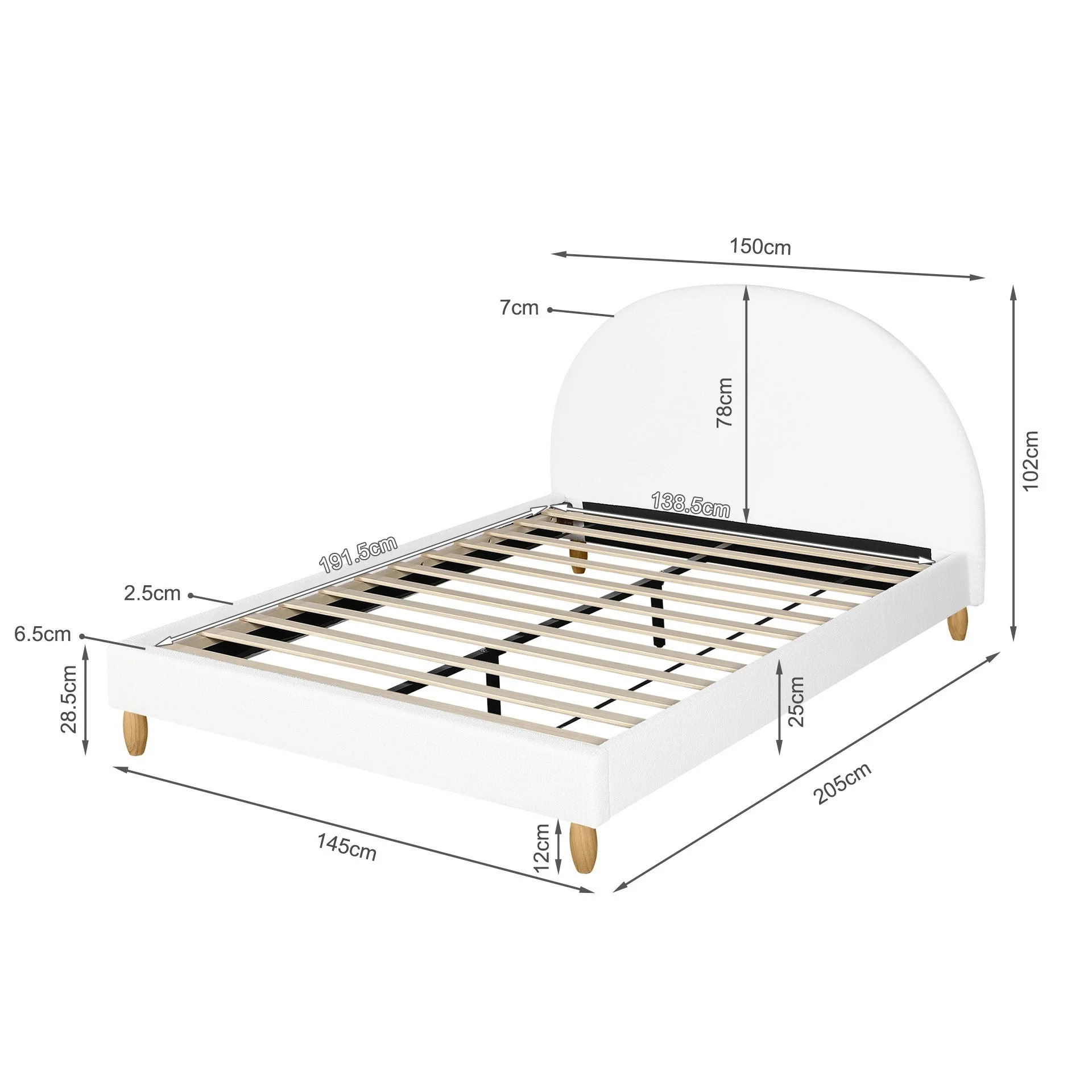 Moruisg Boucle Double Bed Frame - White - Image 10