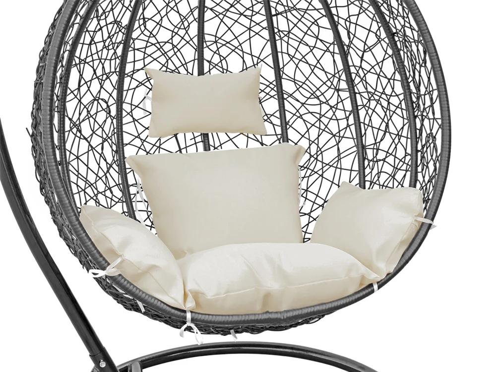 MYKONOS Outdoor Rattan Hanging Swing Chair - BLACK - Image 5