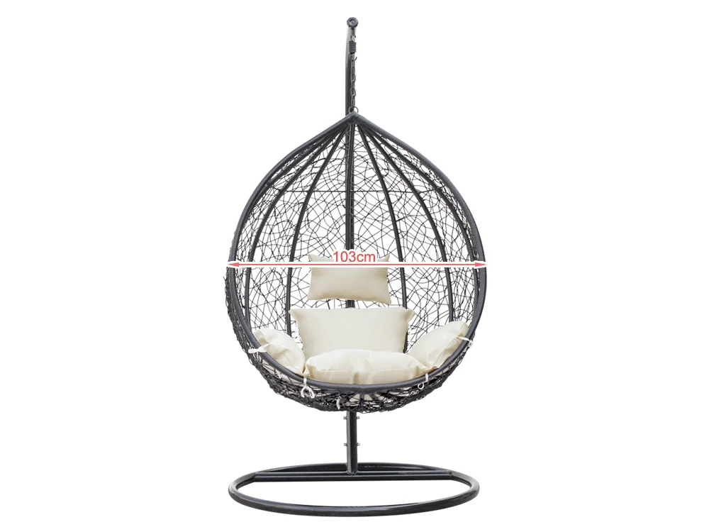 MYKONOS Outdoor Rattan Hanging Swing Chair - BLACK - Image 8