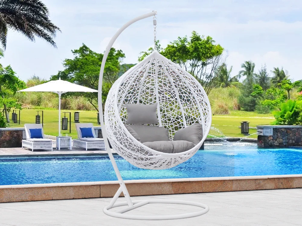 MYKONOS Outdoor Rattan Hanging Swing Chair - WHITE