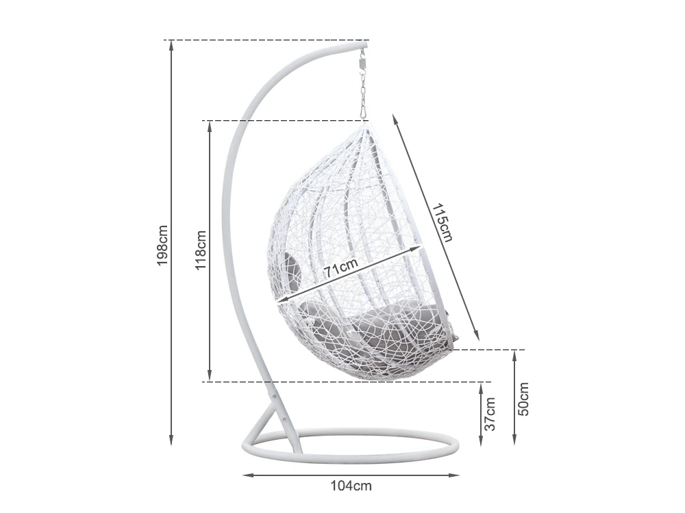 MYKONOS Outdoor Rattan Hanging Swing Chair - WHITE - Image 8
