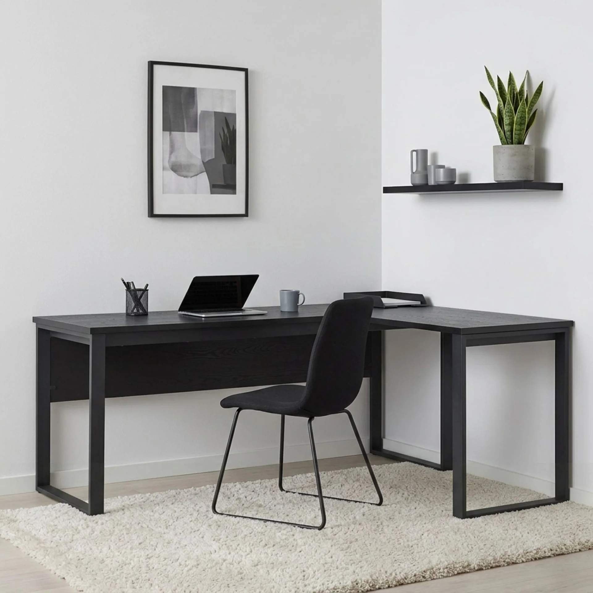 Nakia Computer Corner Desk - Black - Image 4