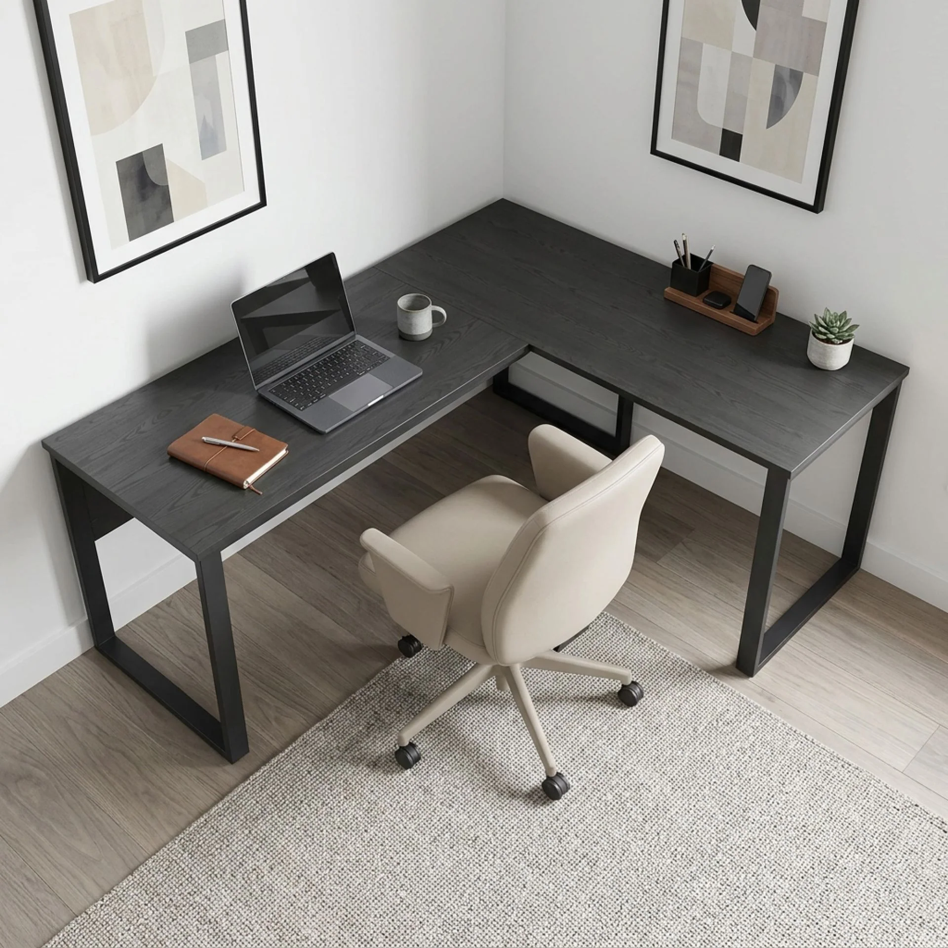 Nakia Computer Corner Desk - Black - Image 6