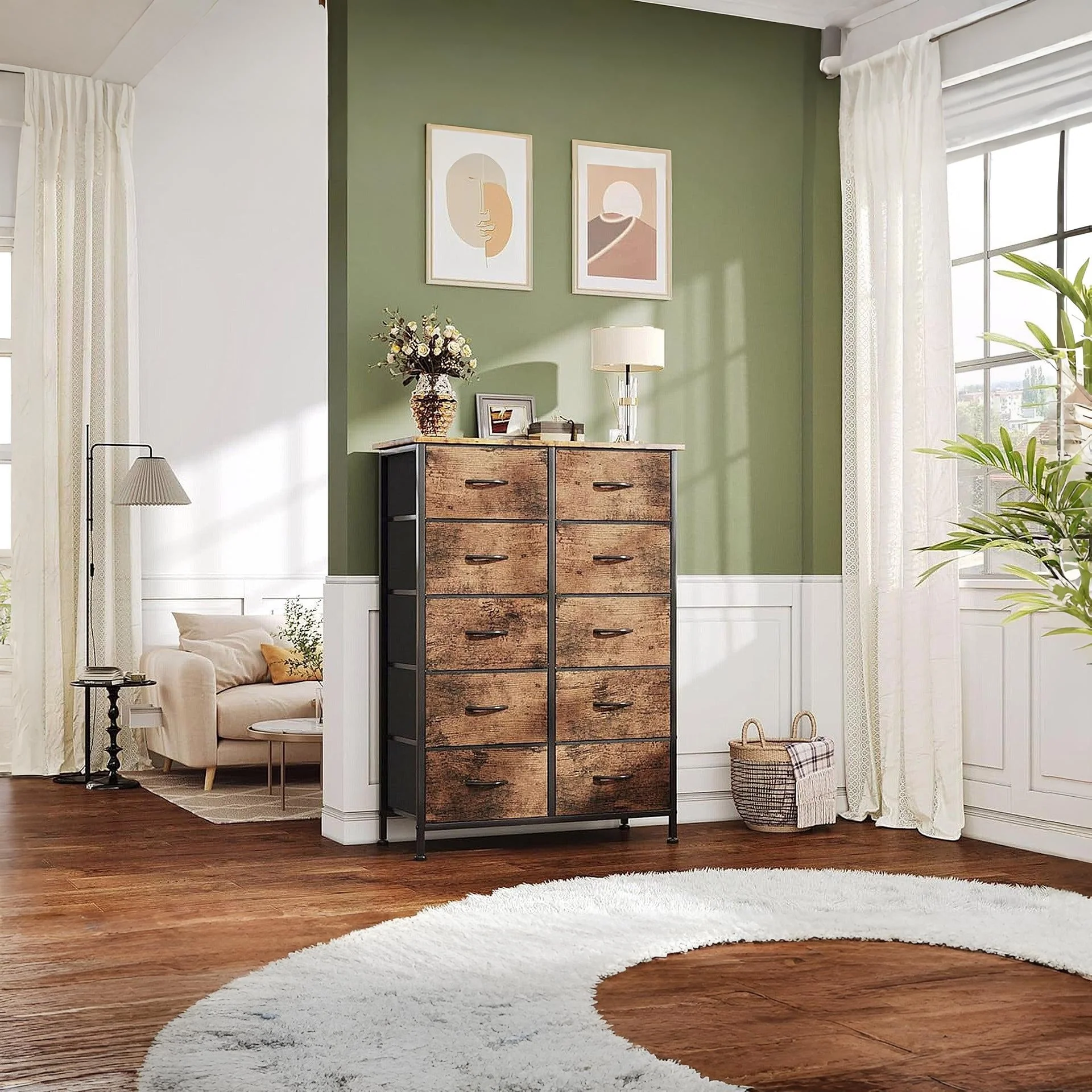 Natalia 10 Drawers Tallboy - Rustic Brown - Image 2