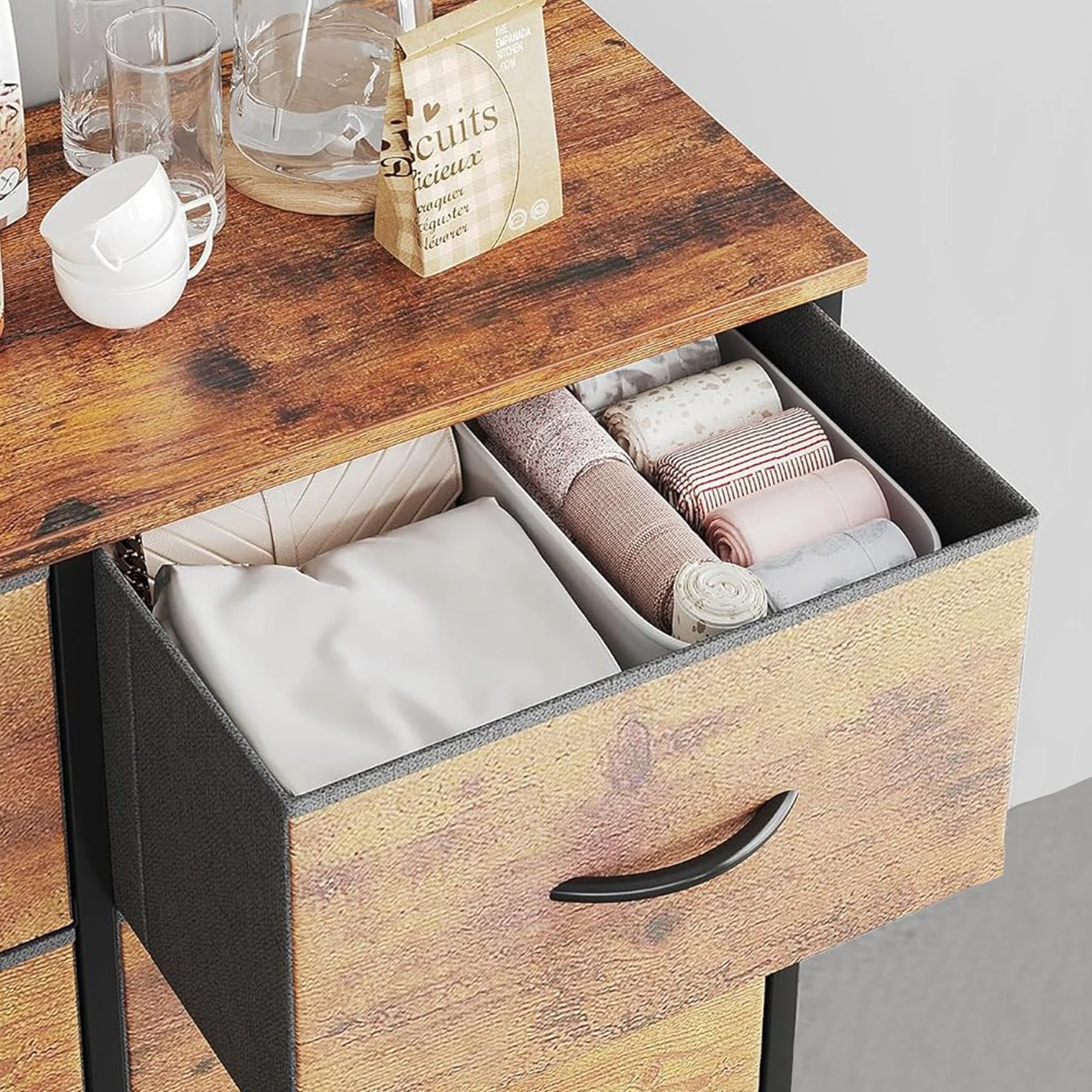Natalia 10 Drawers Tallboy - Rustic Brown - Image 4