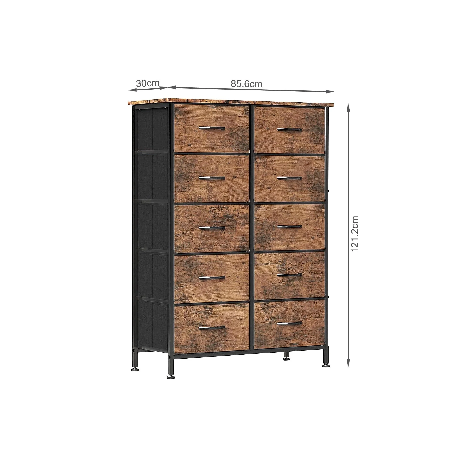 Natalia 10 Drawers Tallboy - Rustic Brown - Image 5