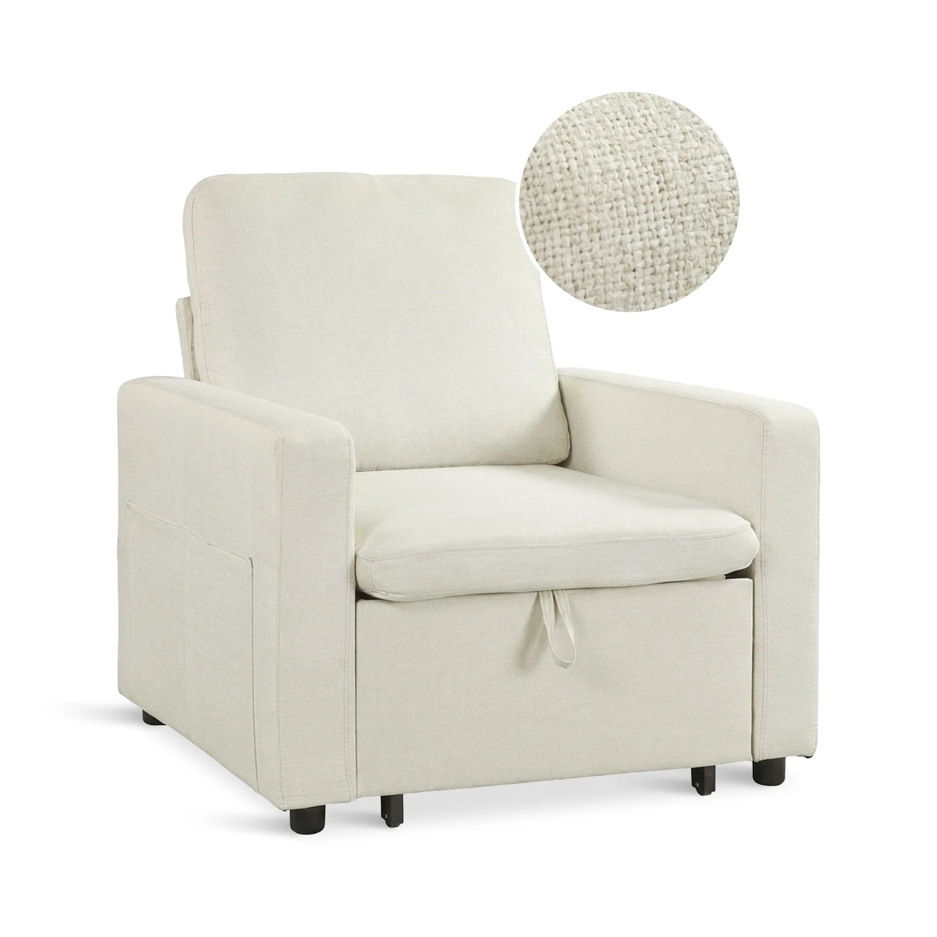 Nest Linen 1 Seater Sofa Bed - Cream - Image 11