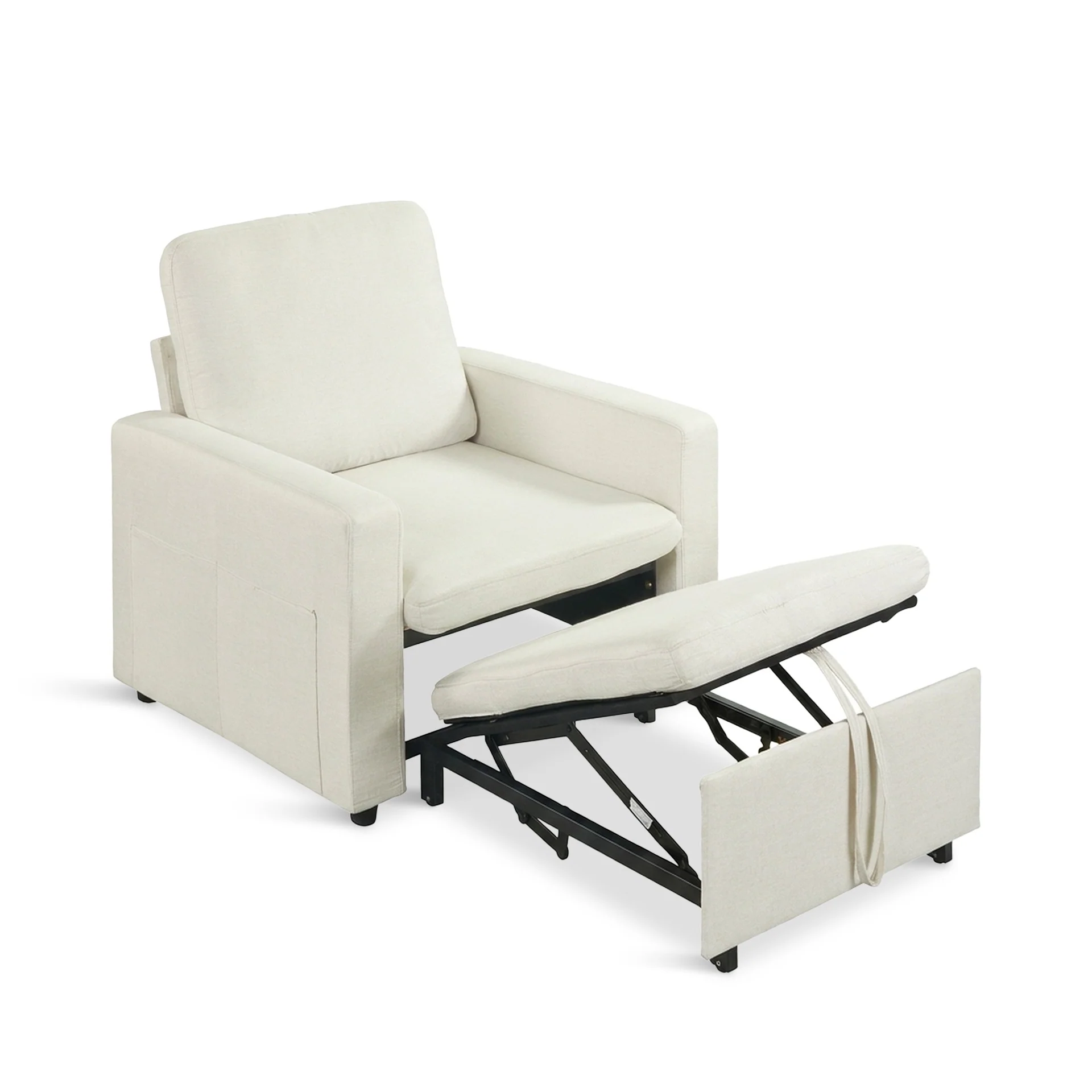 Nest Linen 1 Seater Sofa Bed - Cream - Image 16