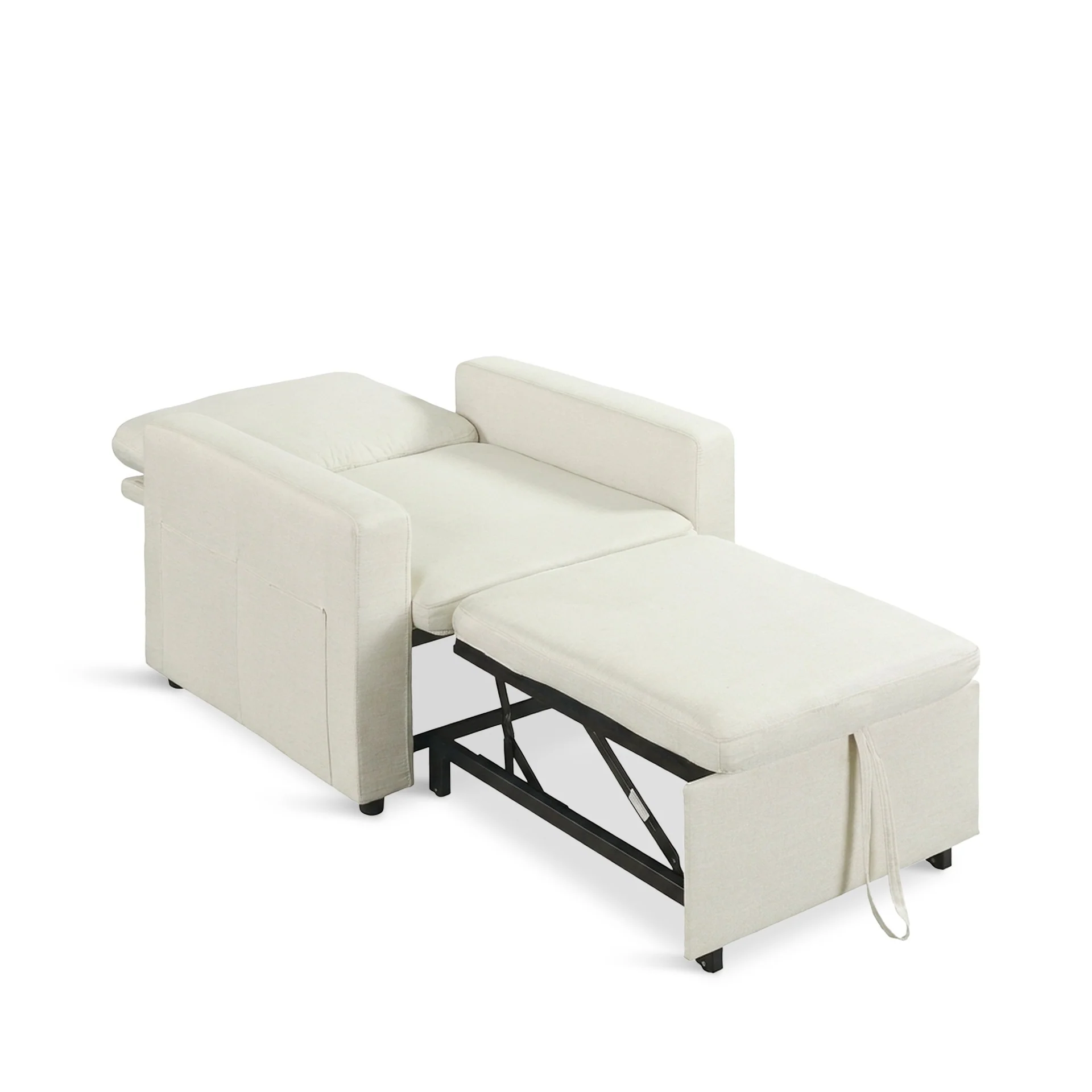 Nest Linen 1 Seater Sofa Bed - Cream - Image 17