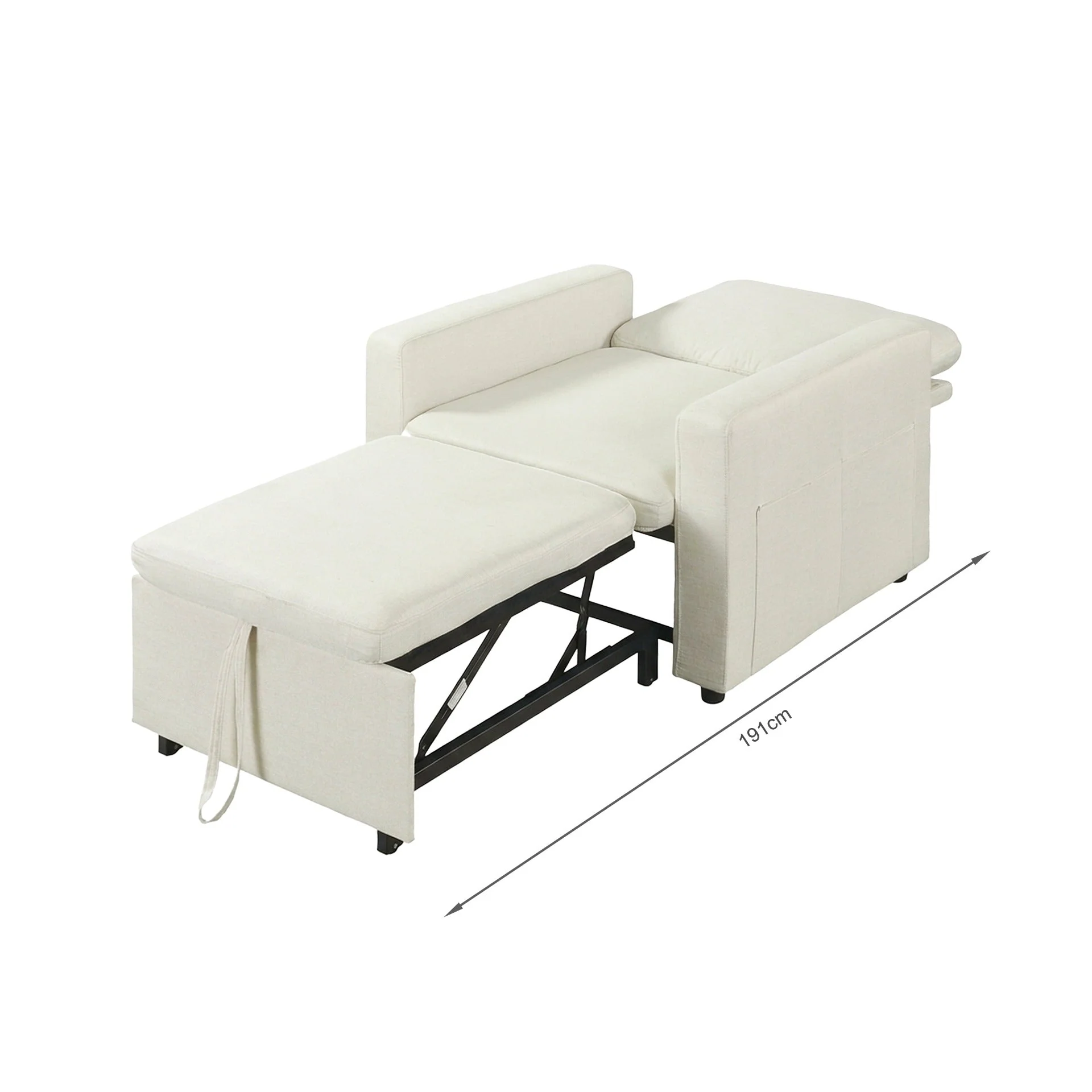 Nest Linen 1 Seater Sofa Bed - Cream - Image 23