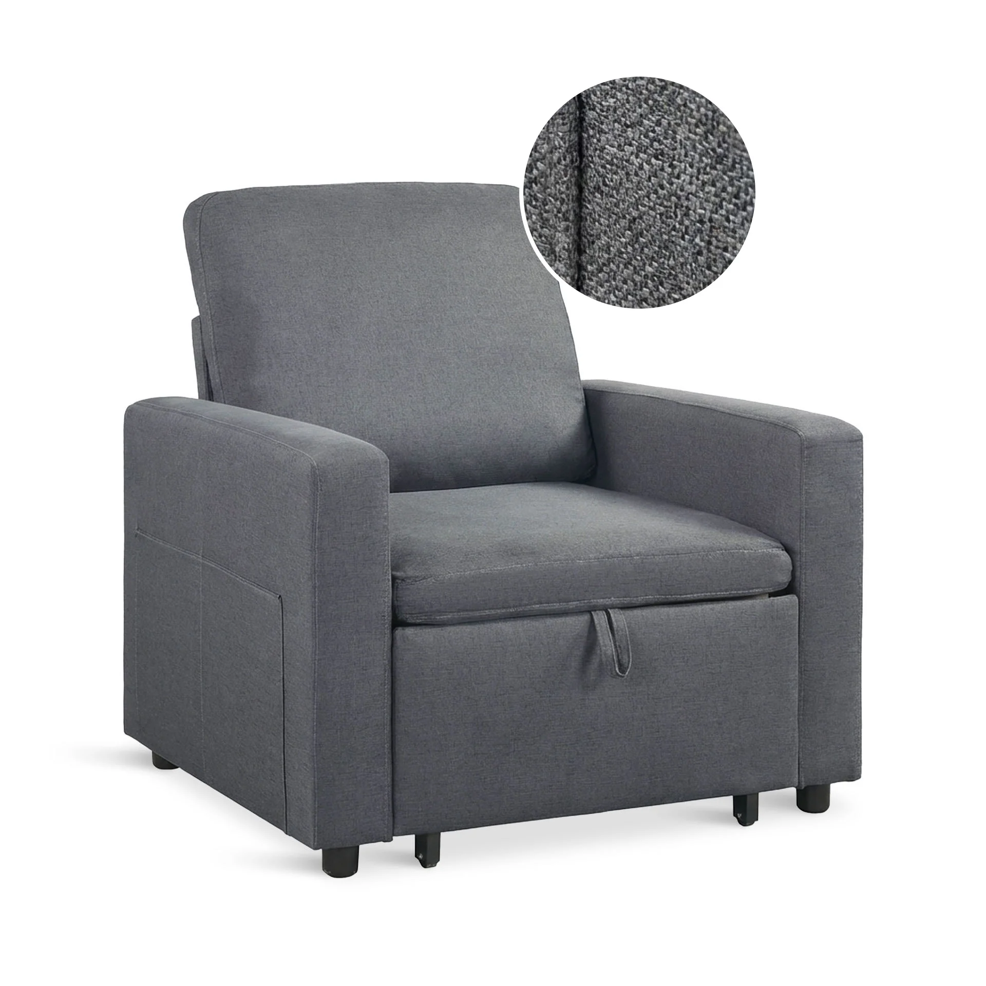Nest Linen 1 Seater Sofa Bed - Dark Grey - Image 10