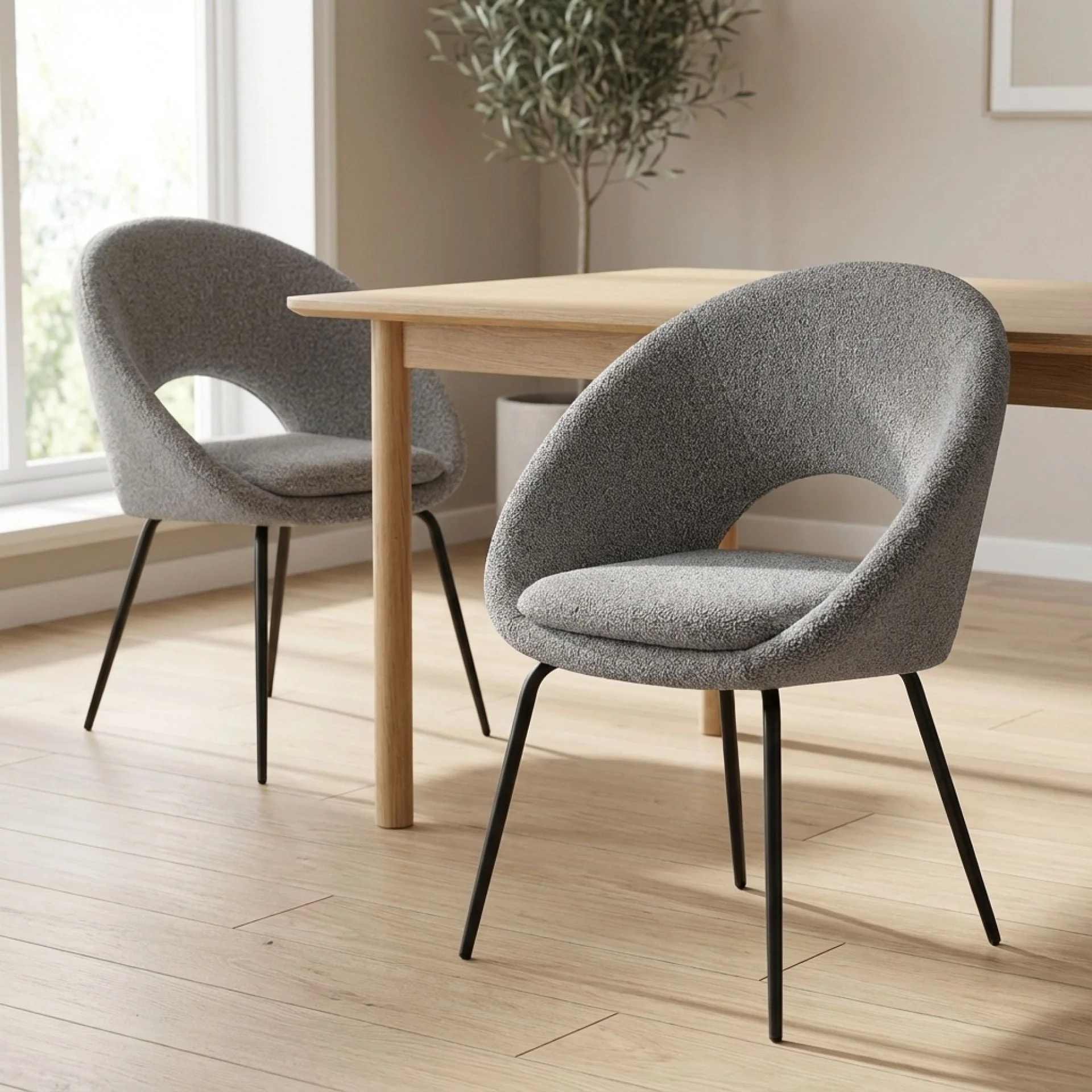 Nimue Fabric Dining Chair - Set of 2 - Greyish Black - Image 4