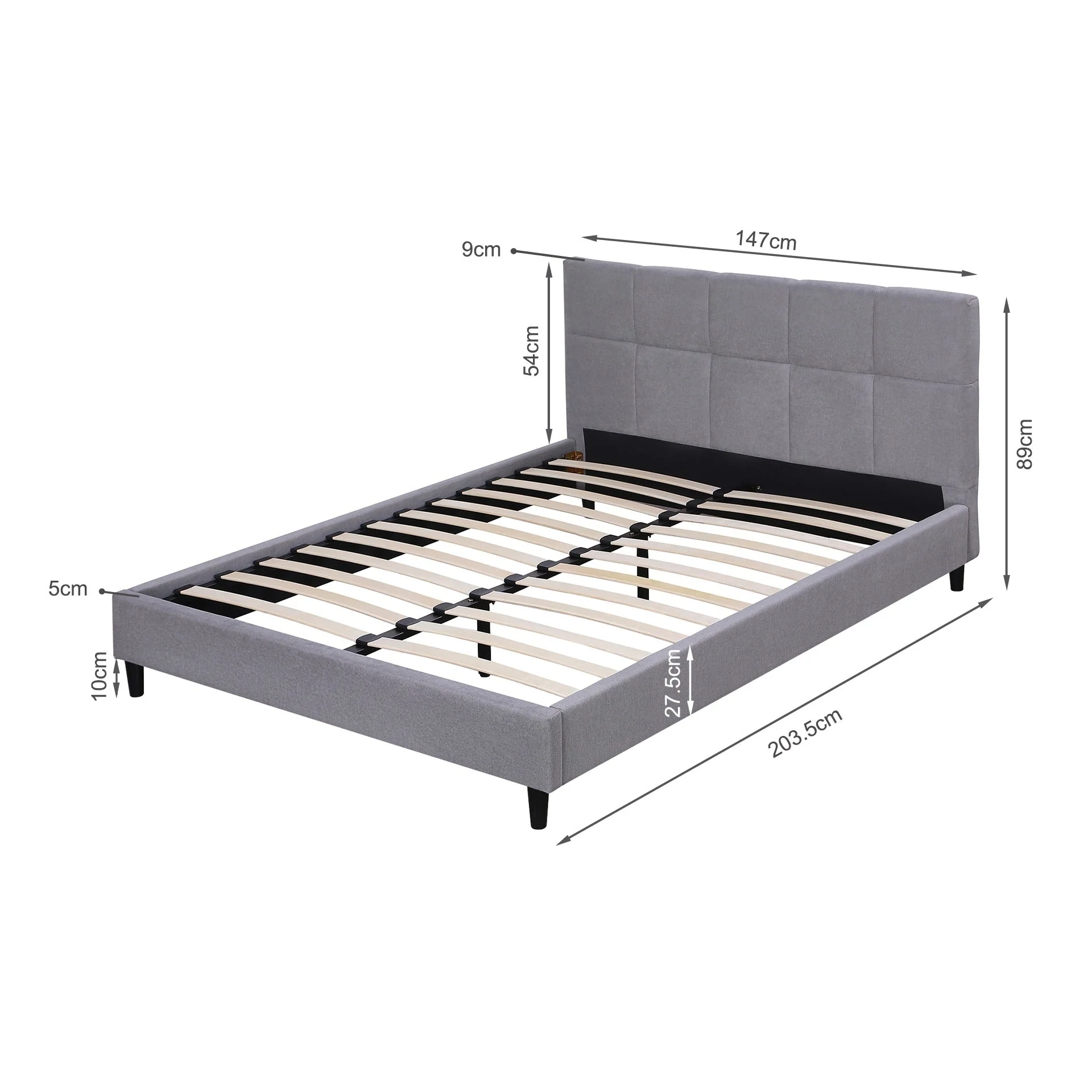 Nora Double Bed Frame - Light Grey - Image 12