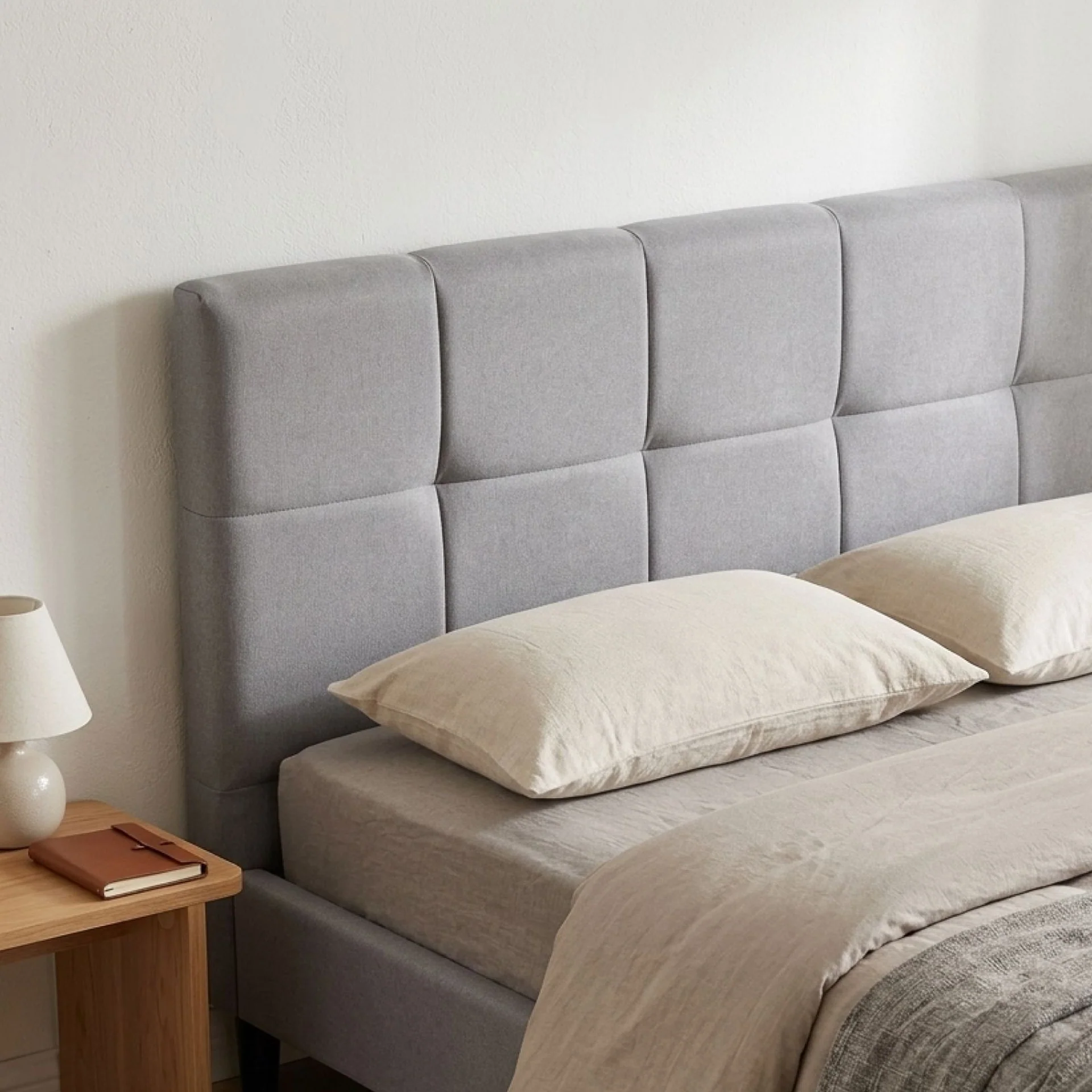 Nora Double Bed Frame - Light Grey - Image 6