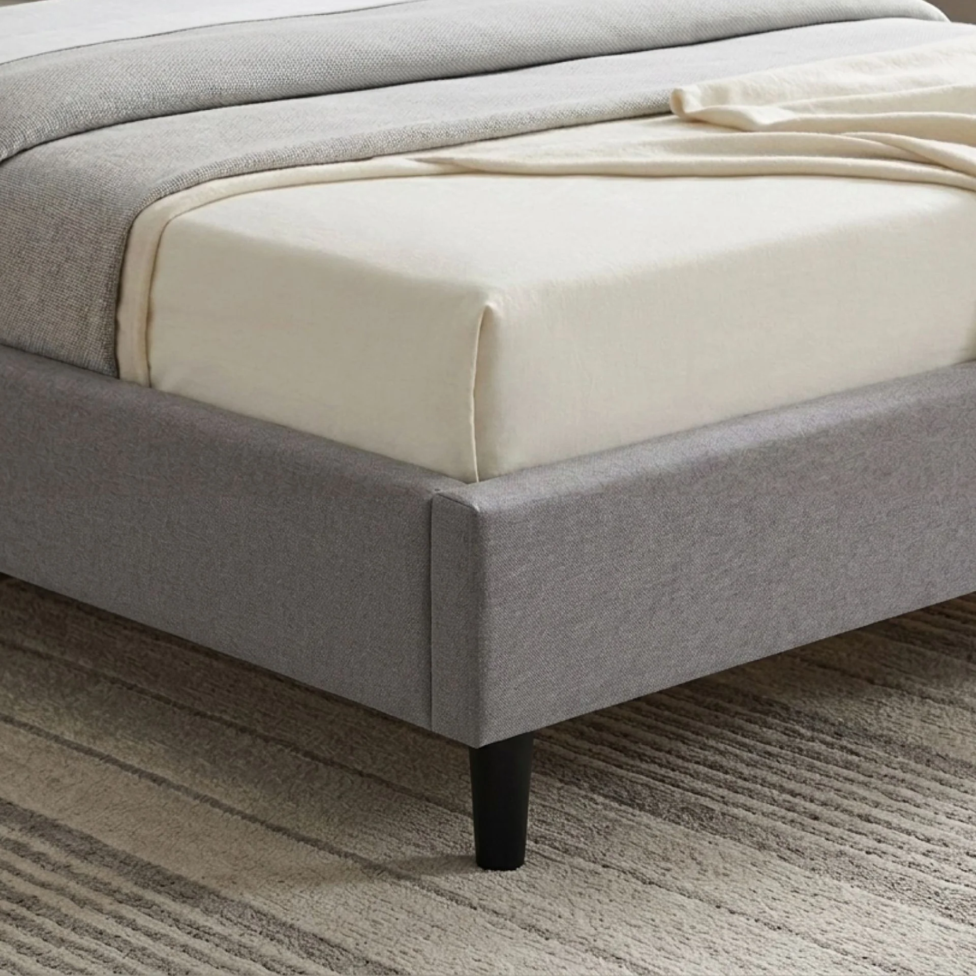 Nora Double Bed Frame - Light Grey - Image 7