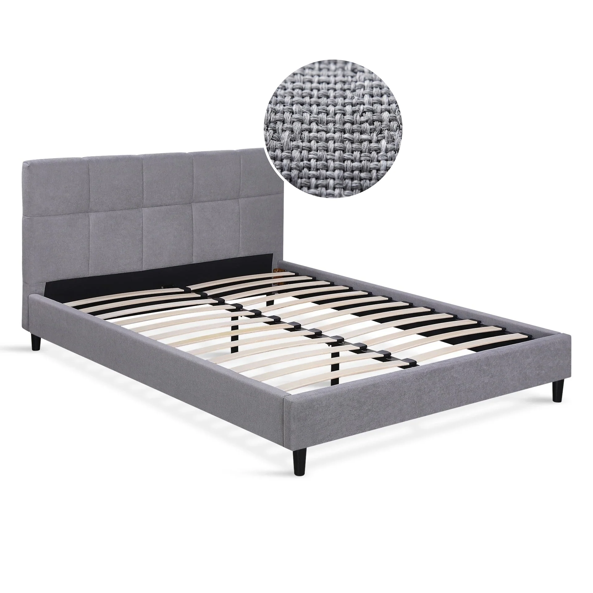 Nora Double Bed Frame - Light Grey - Image 8