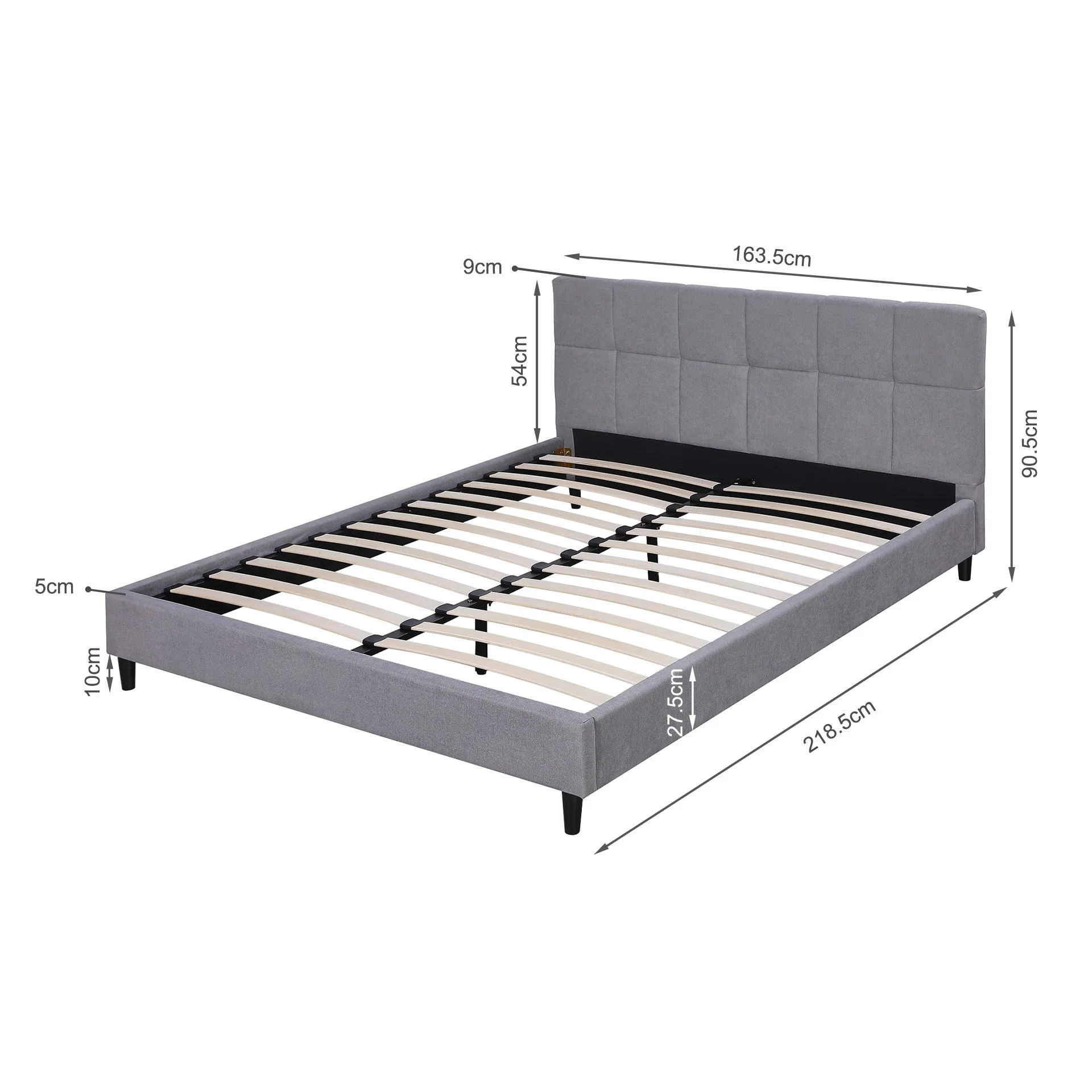 Nora Queen Bed Frame - Light Grey - Image 10