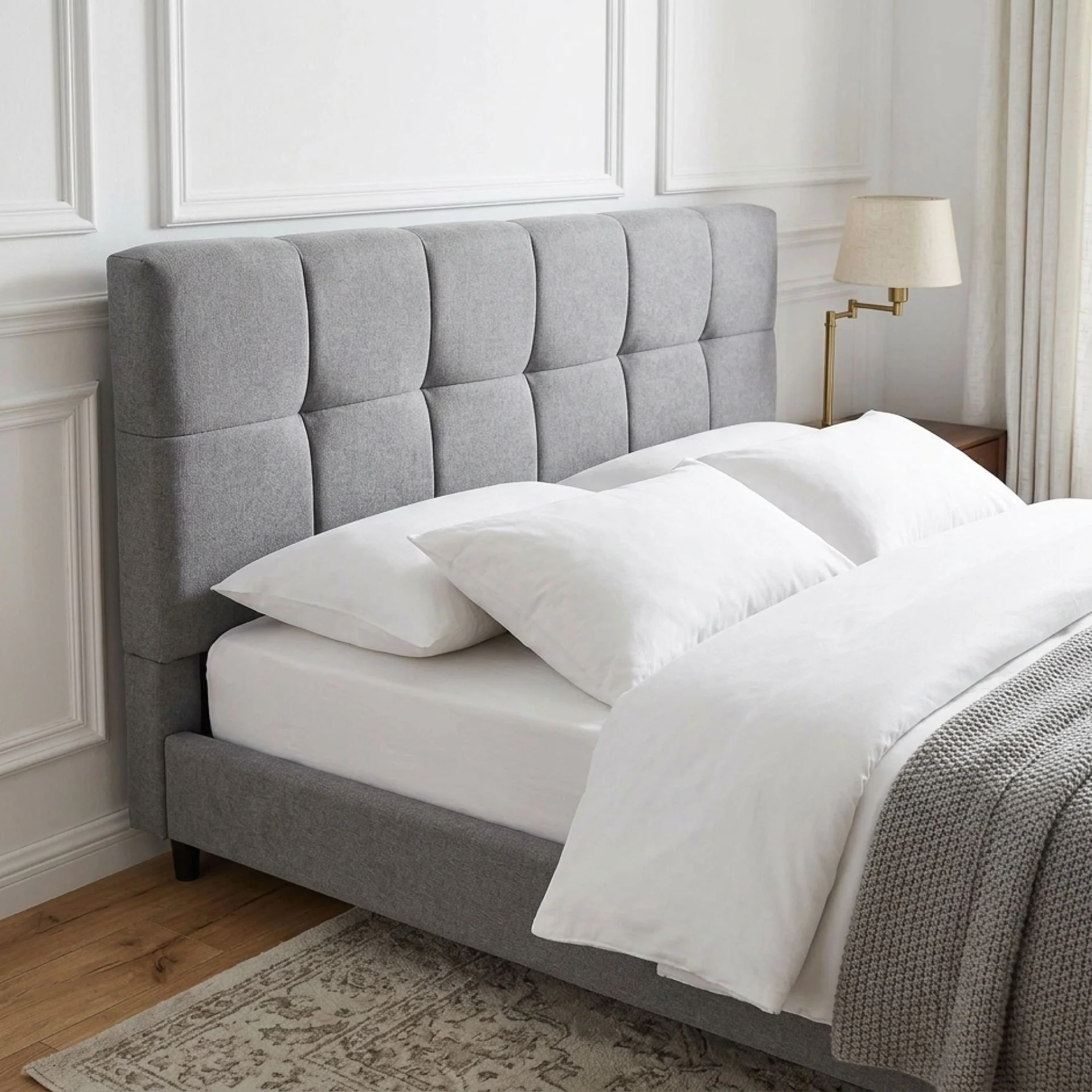Nora Queen Bed Frame - Light Grey - Image 4
