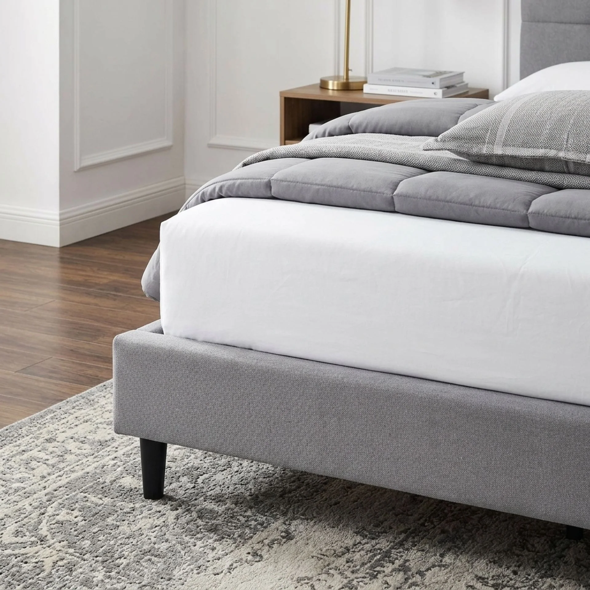Nora Queen Bed Frame - Light Grey - Image 5