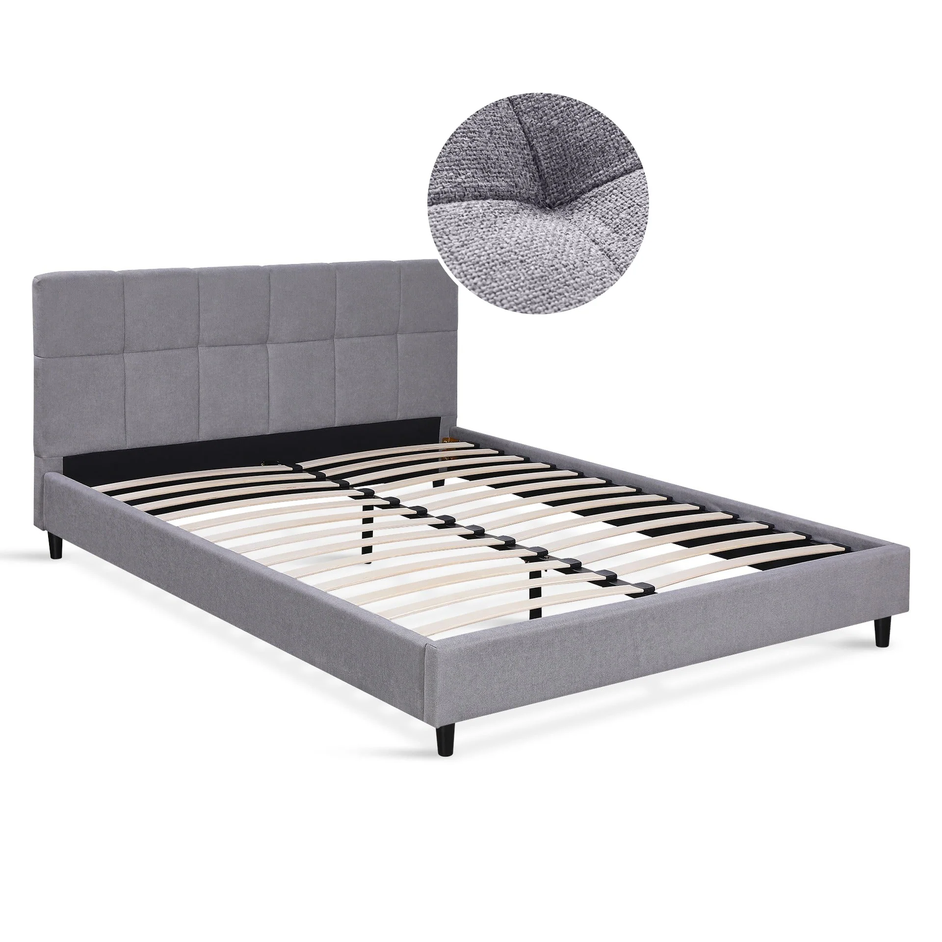 Nora Queen Bed Frame - Light Grey - Image 6