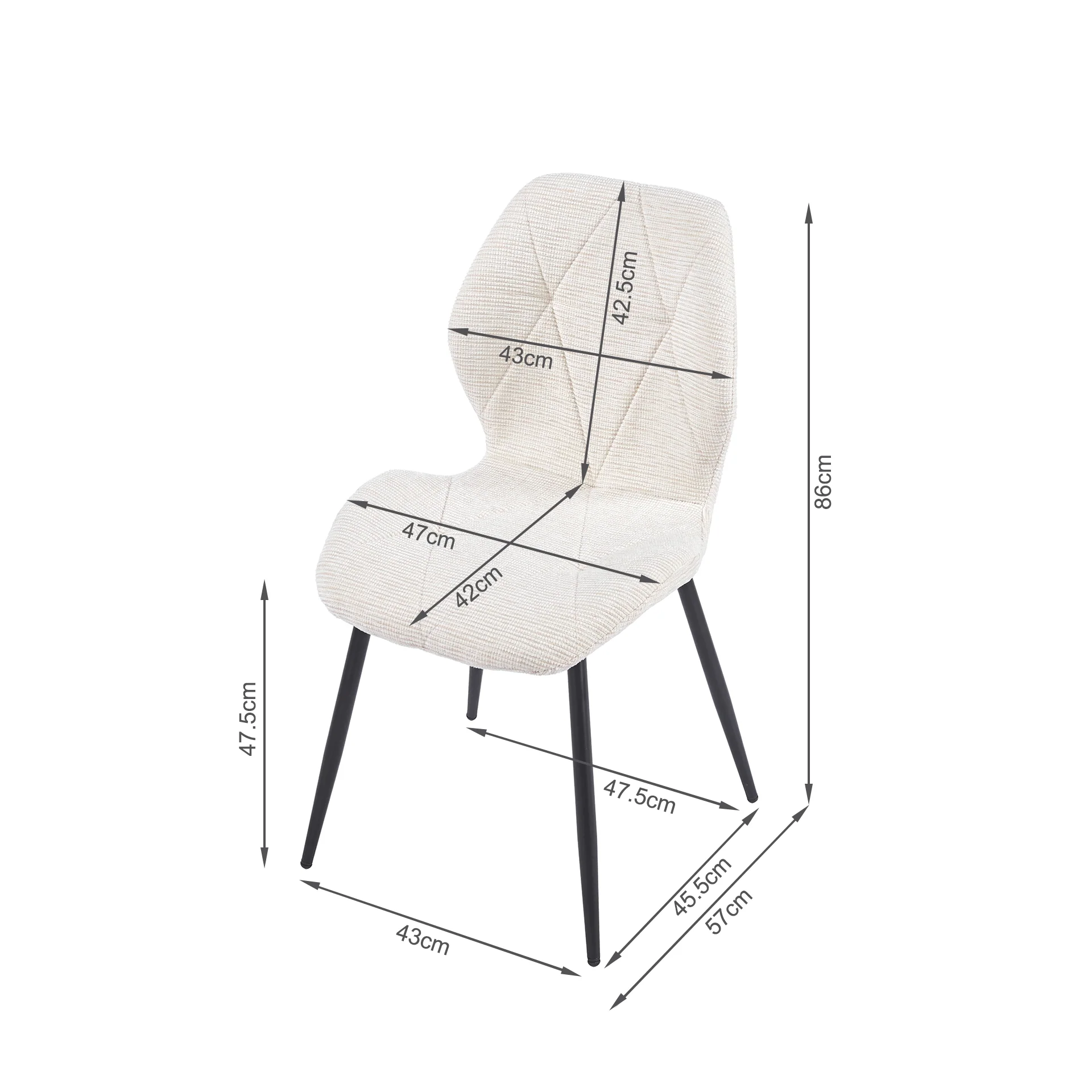 Nori Fabric Dining Chair - Set Of 4 - Beige - Image 11