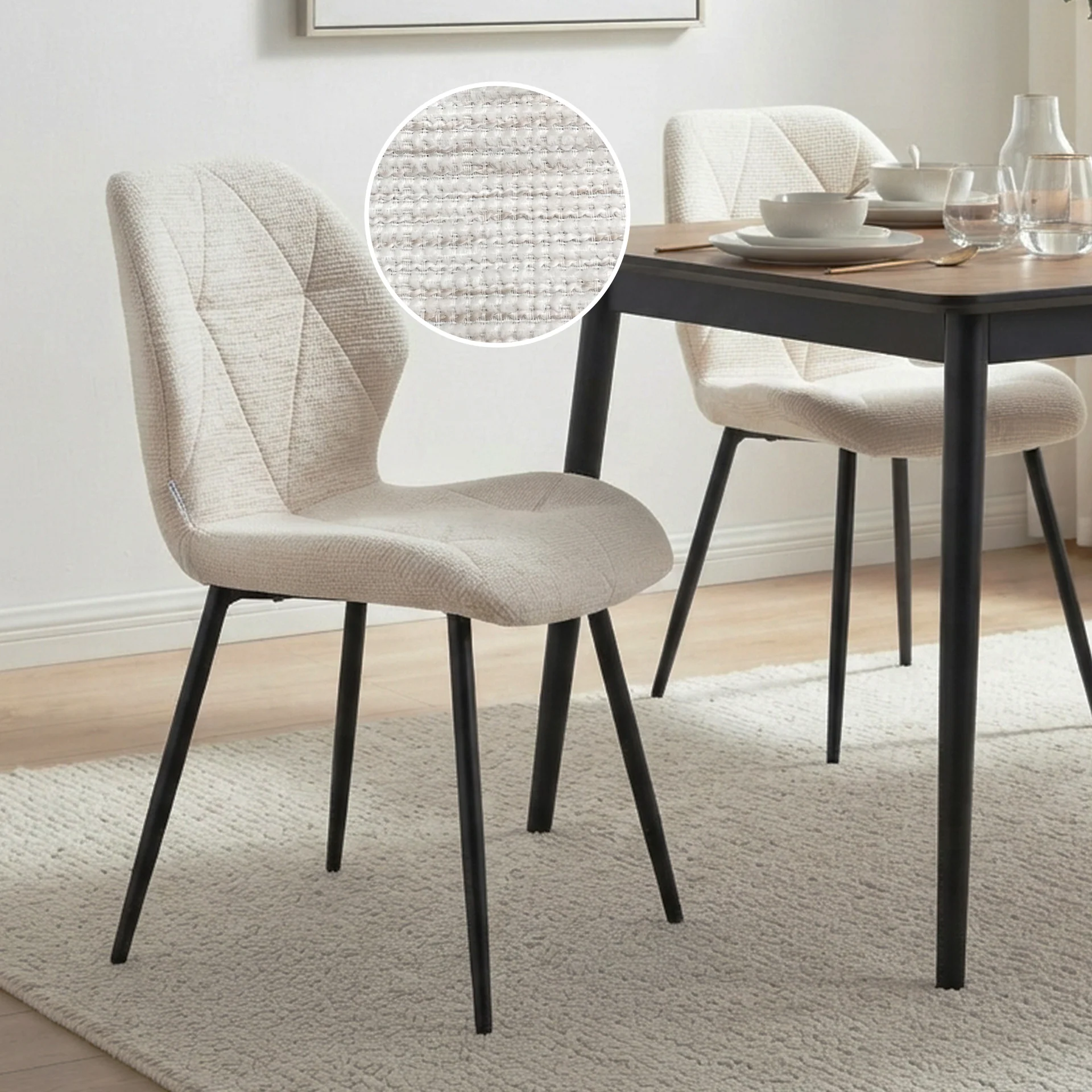 Nori Fabric Dining Chair - Set Of 4 - Beige - Image 2